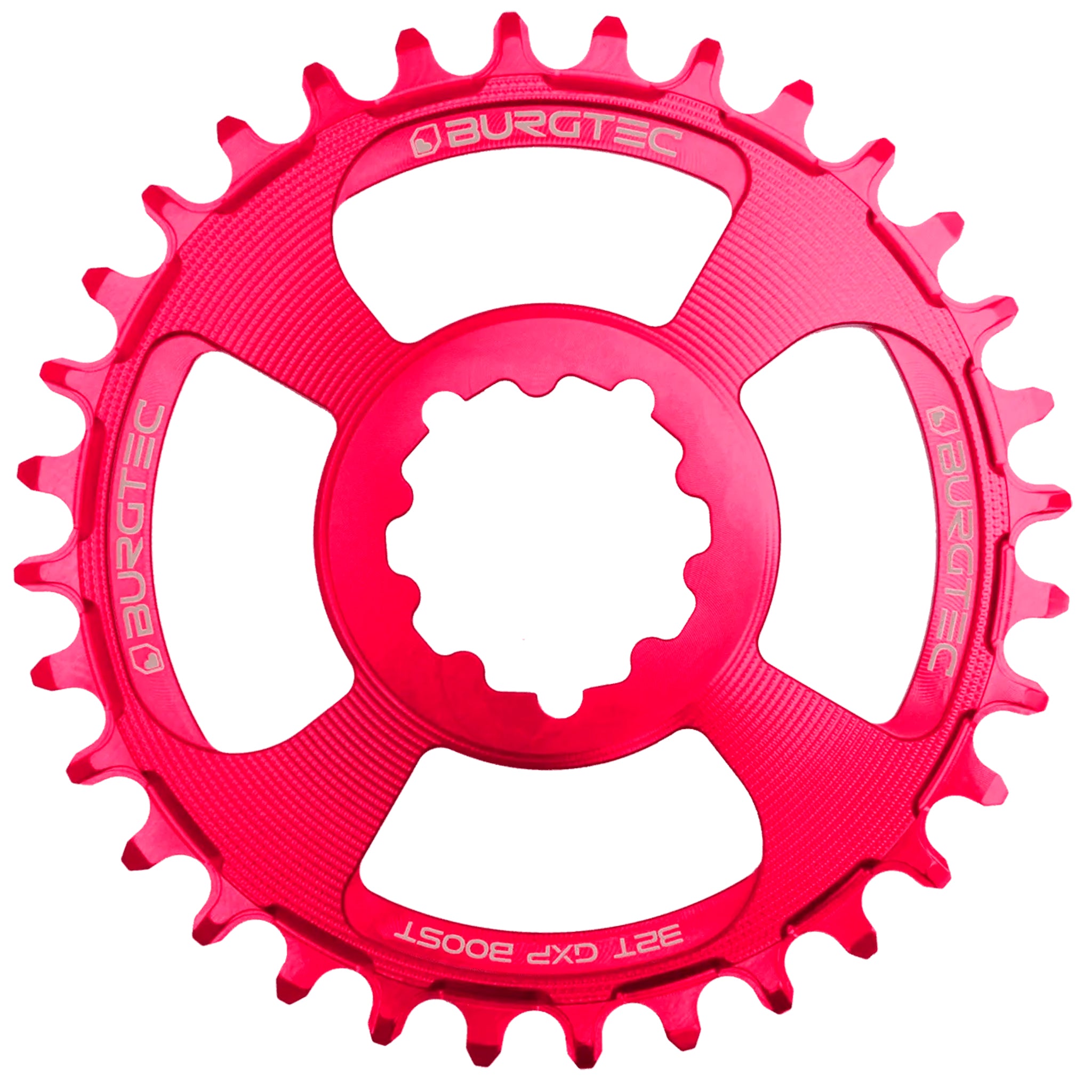Burgtec GXP Boost 3mm Thick Thin Chainring, 30T, Toxic Pink-0