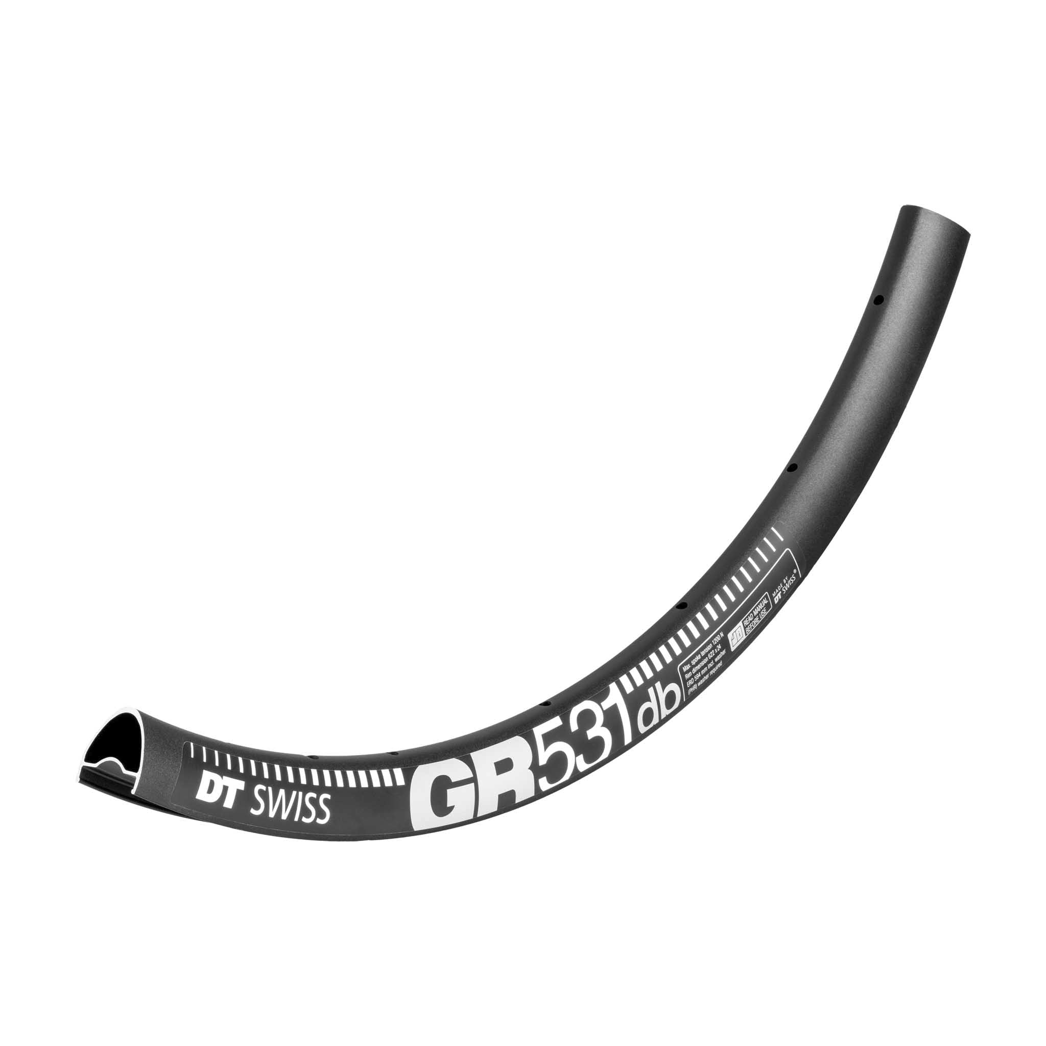 DT Swiss GR 531 Tubeless Ready 700c Disc Rim, 24h, Black-0