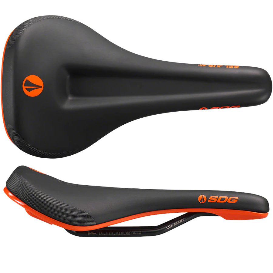 SDG Bel-Air V3 Max Saddle, Lux-Alloy Rails, Black/Orange-0