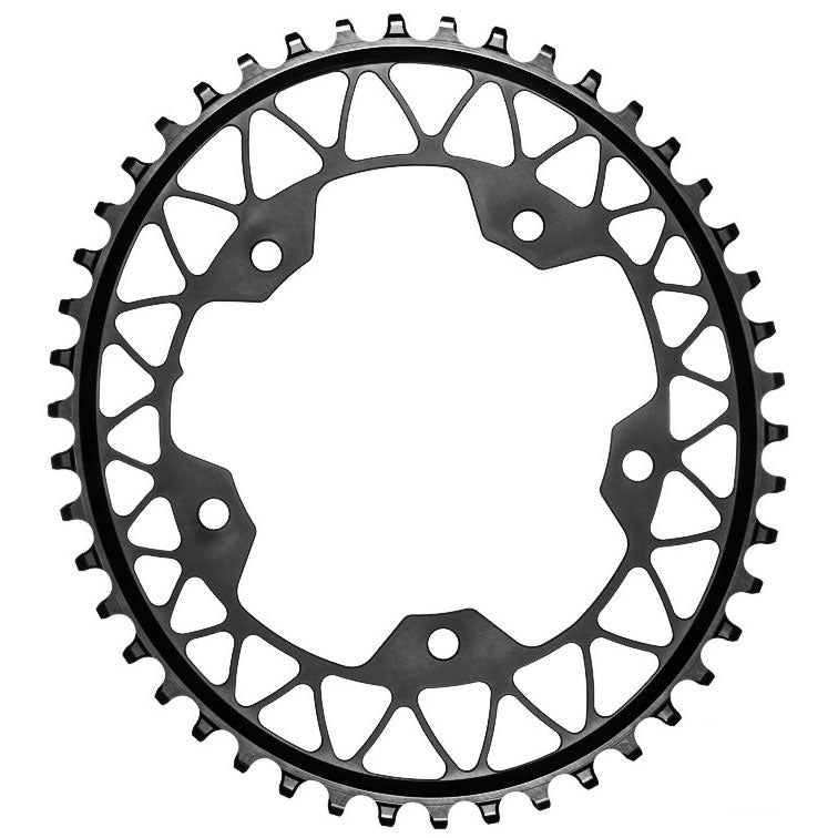 Absolute Black 5x110BCD Gravel 1X Oval Chainring, 48T - Black-0