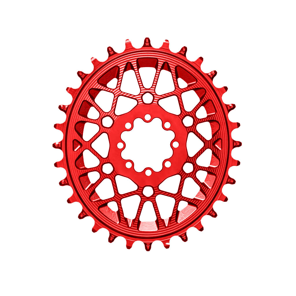 Absolute Black Oval SRAM T-Type DM 8-Hole Boost Chainring, 28T, Red-0