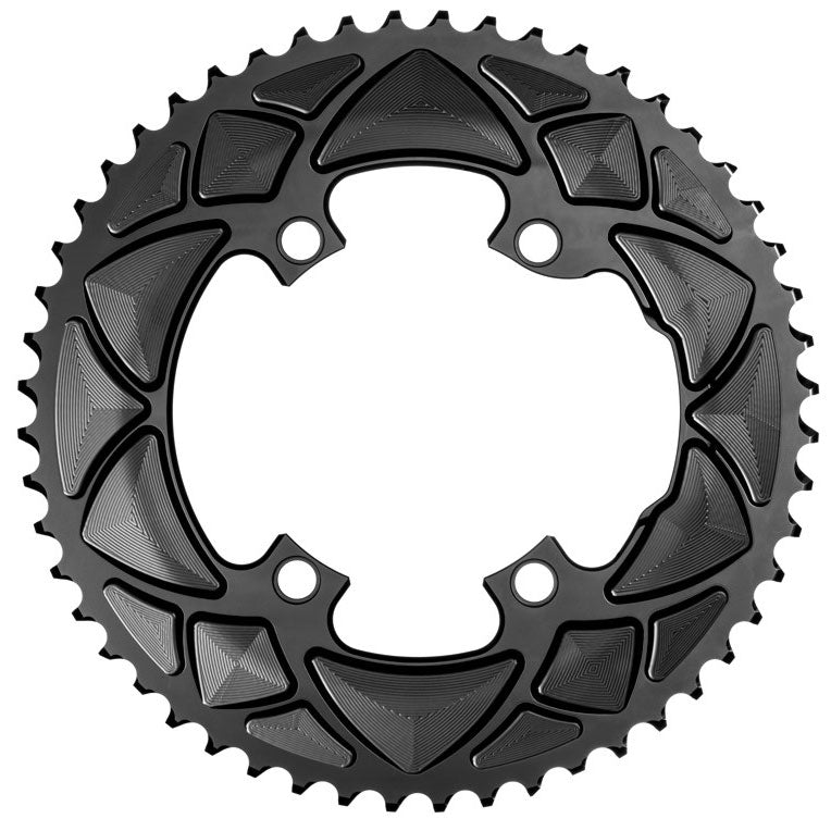Absolute Black Round Chainring, 4x110BCD Shimano Asym 52T - Black-0