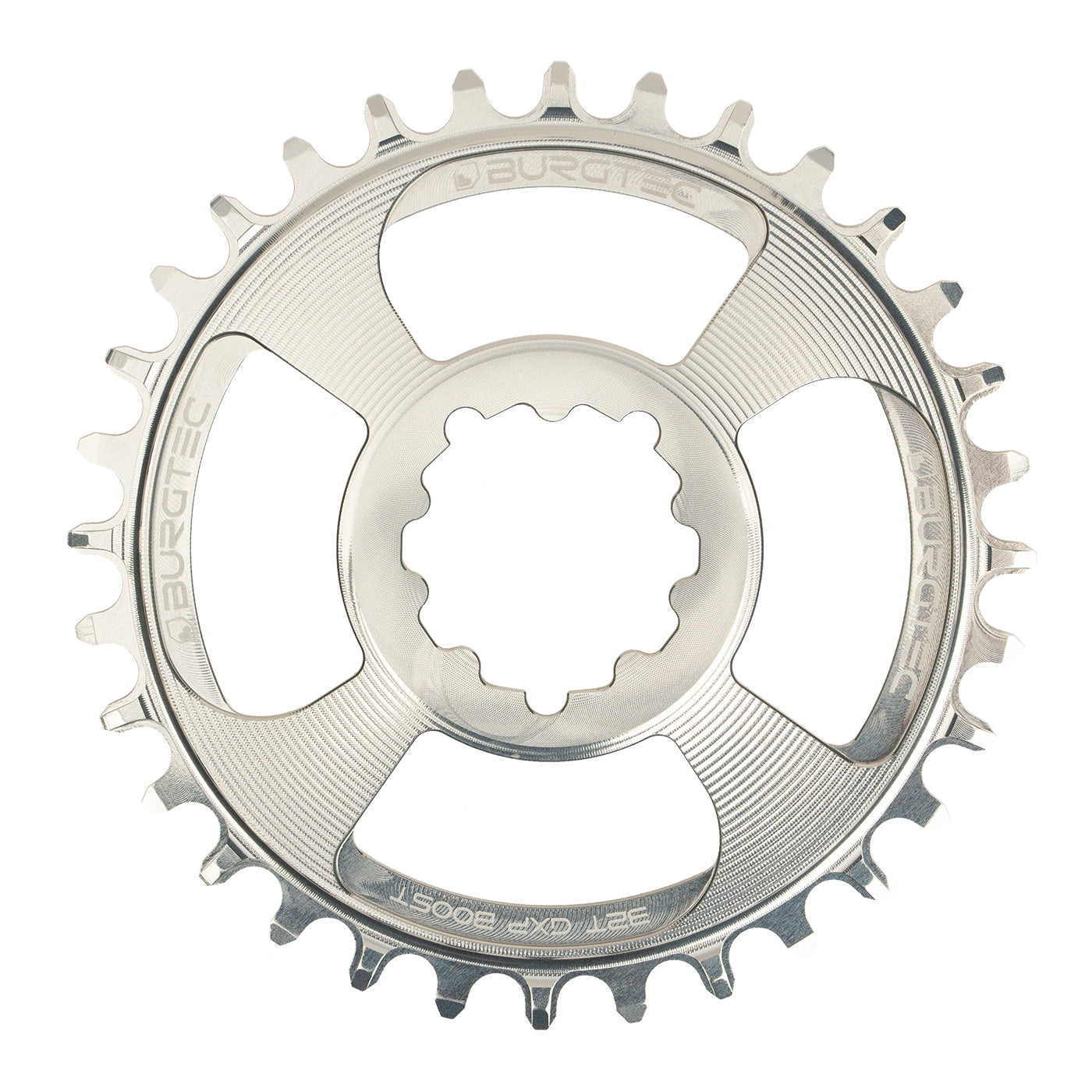 Burgtec GXP Boost 3mm Thick Thin Chainring, 30T, Rhodium Silv-0