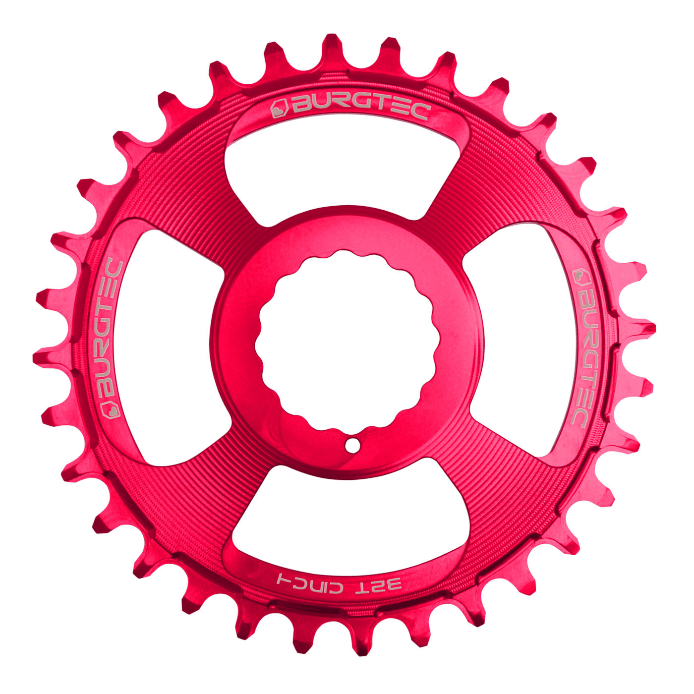 Burgtec Cinch Thick Thin Chainring, 32T, Toxic Barbie Pink-0