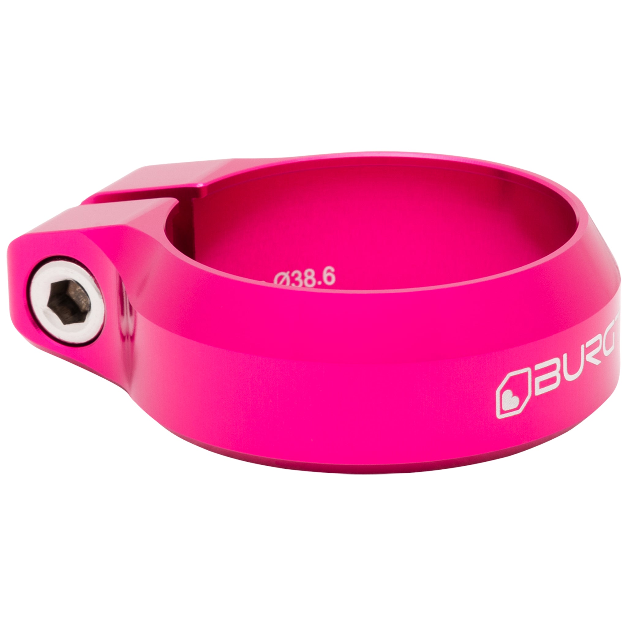 Burgtec Seat Clamp, 38.6mm, Toxic Barbie Pink-0
