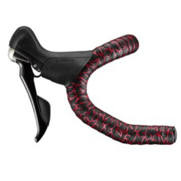 Ciclovation Leather Touch Handlebar Tape, Magma Blk/Flame Red-0