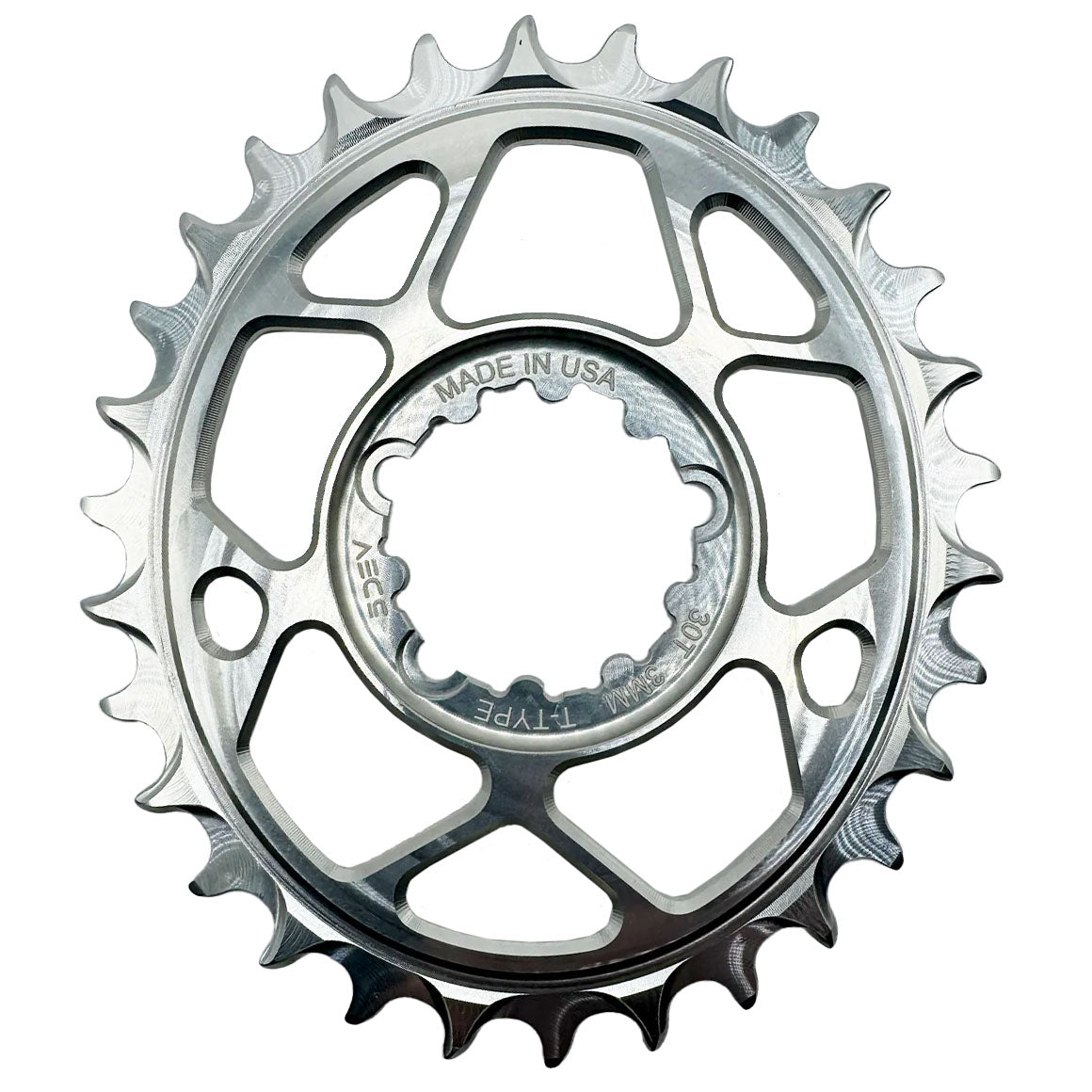 5Dev T-Type Oval 3-Bolt Chainring, 3mm Offset, 32T, Silver-0