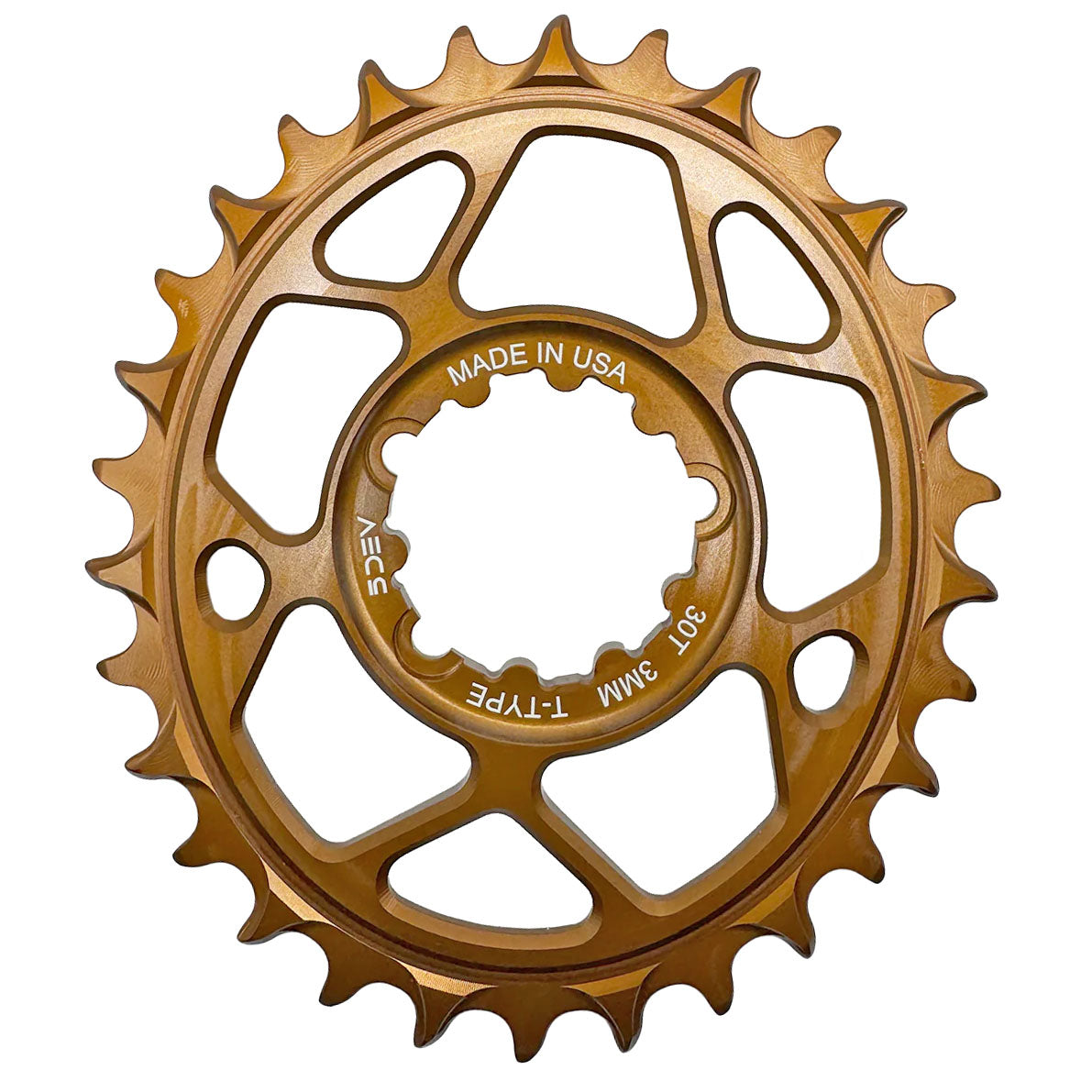 5Dev T-Type Oval 3-Bolt Chainring, 3mm Offset, 30T, Kash-0
