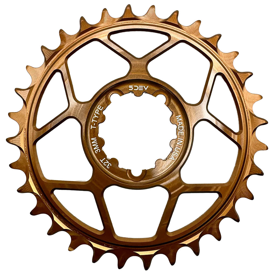 5Dev T-Type 3-Bolt Chainring, 3mm Offset, 32T, Kash-0