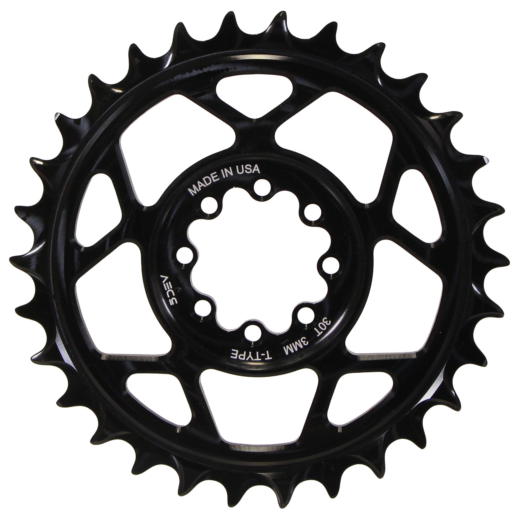 5Dev T-Type 8-Bolt Chainring, 3mm Offset, 30T, Black-0