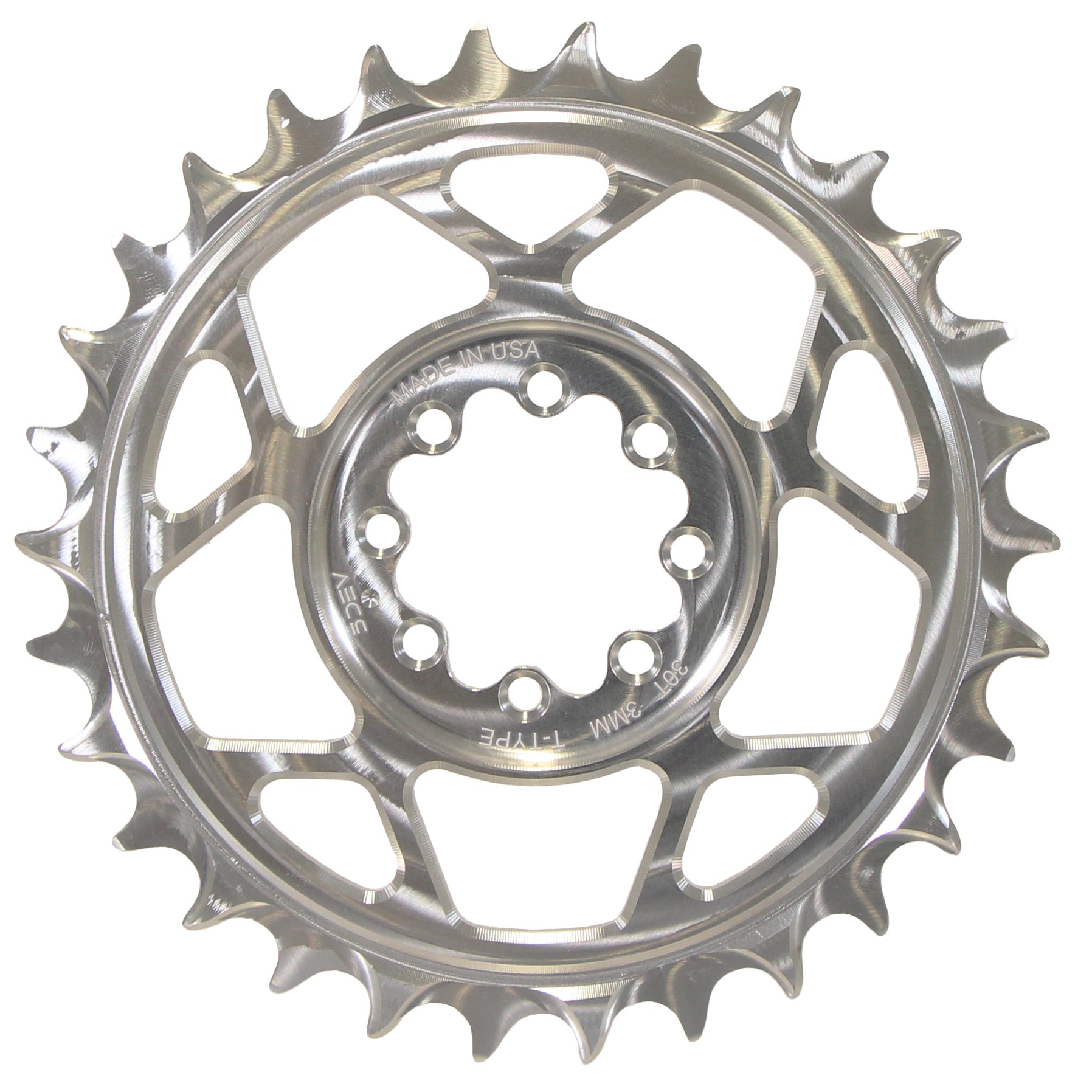 5Dev T-Type 8-Bolt Chainring, 3mm Offset, 30T, Clear-0