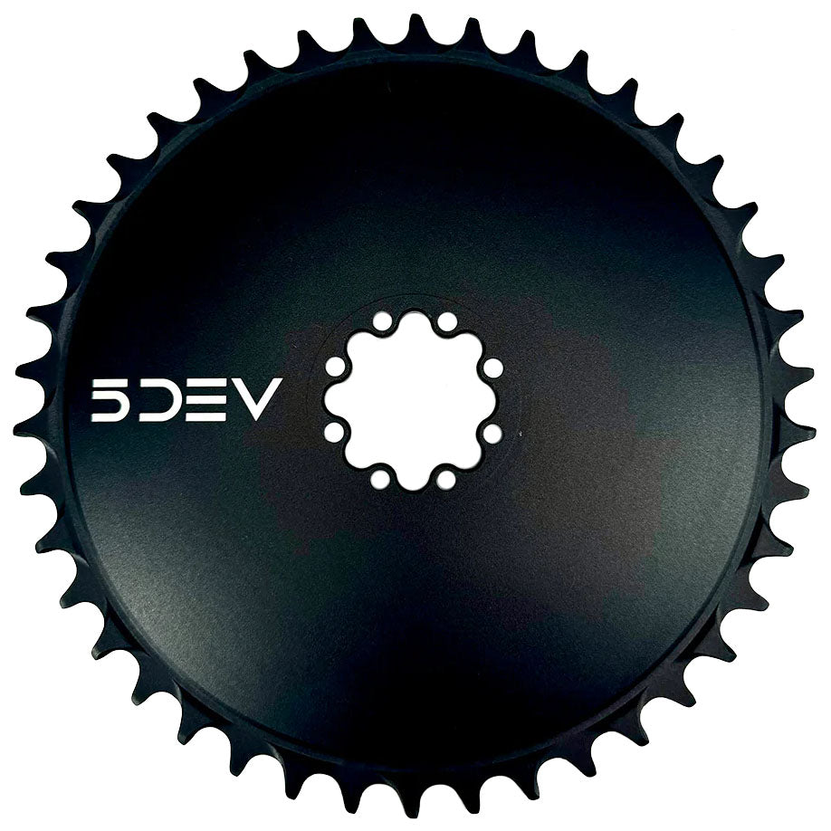 5Dev Aluminum Aero Chainring, 8-Bolt Sram, 52T, Black  -0