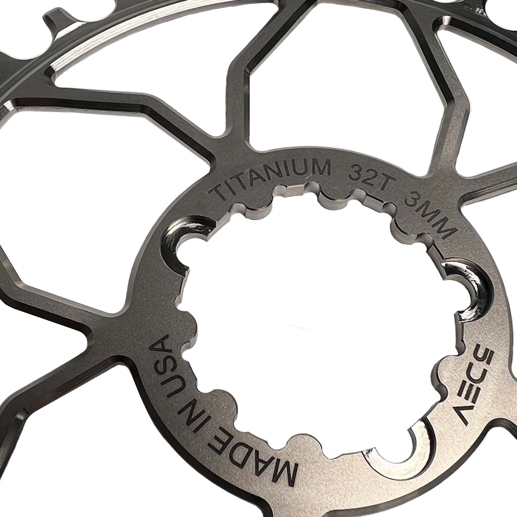 5Dev Titanium 3-Bolt Chainring, 3mm Offset, 30T, Raw/Silver-1