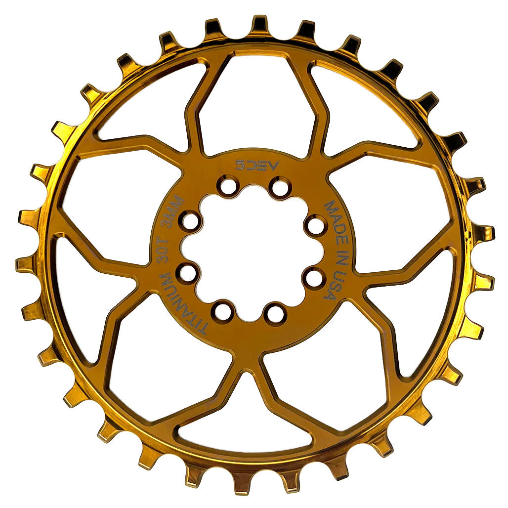 5Dev Titanium 8-Bolt Chainring, 3mm Offset, 30T, Bronze-0