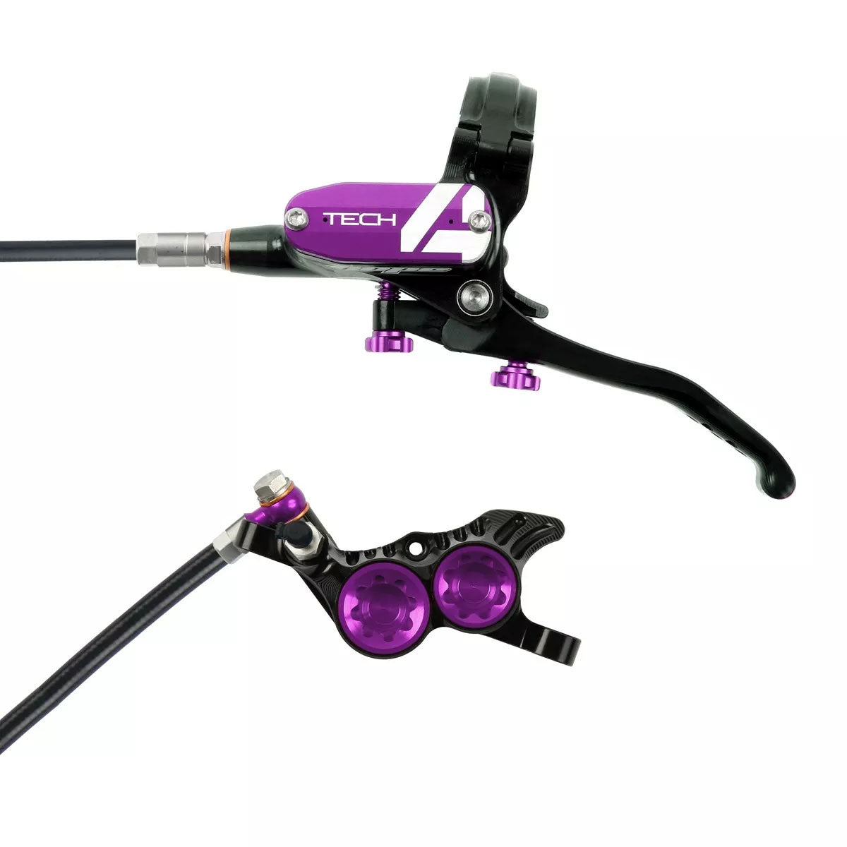 Hope Tech 4 V4 Disc Brake, Right/Rear, 74mm, Purple  -0