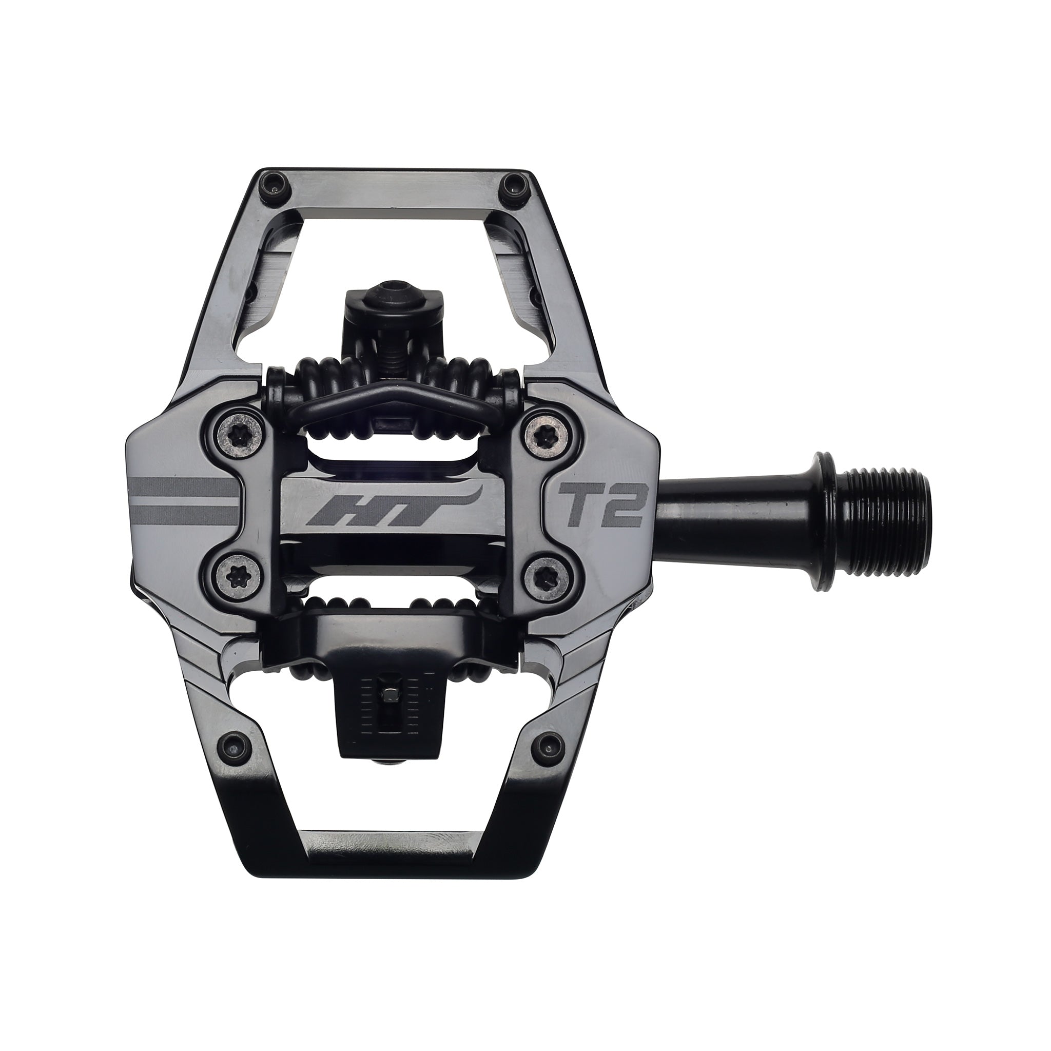 HT Pedals T2 Clipless Platform Pedals, CrMo - Stealth Black-0