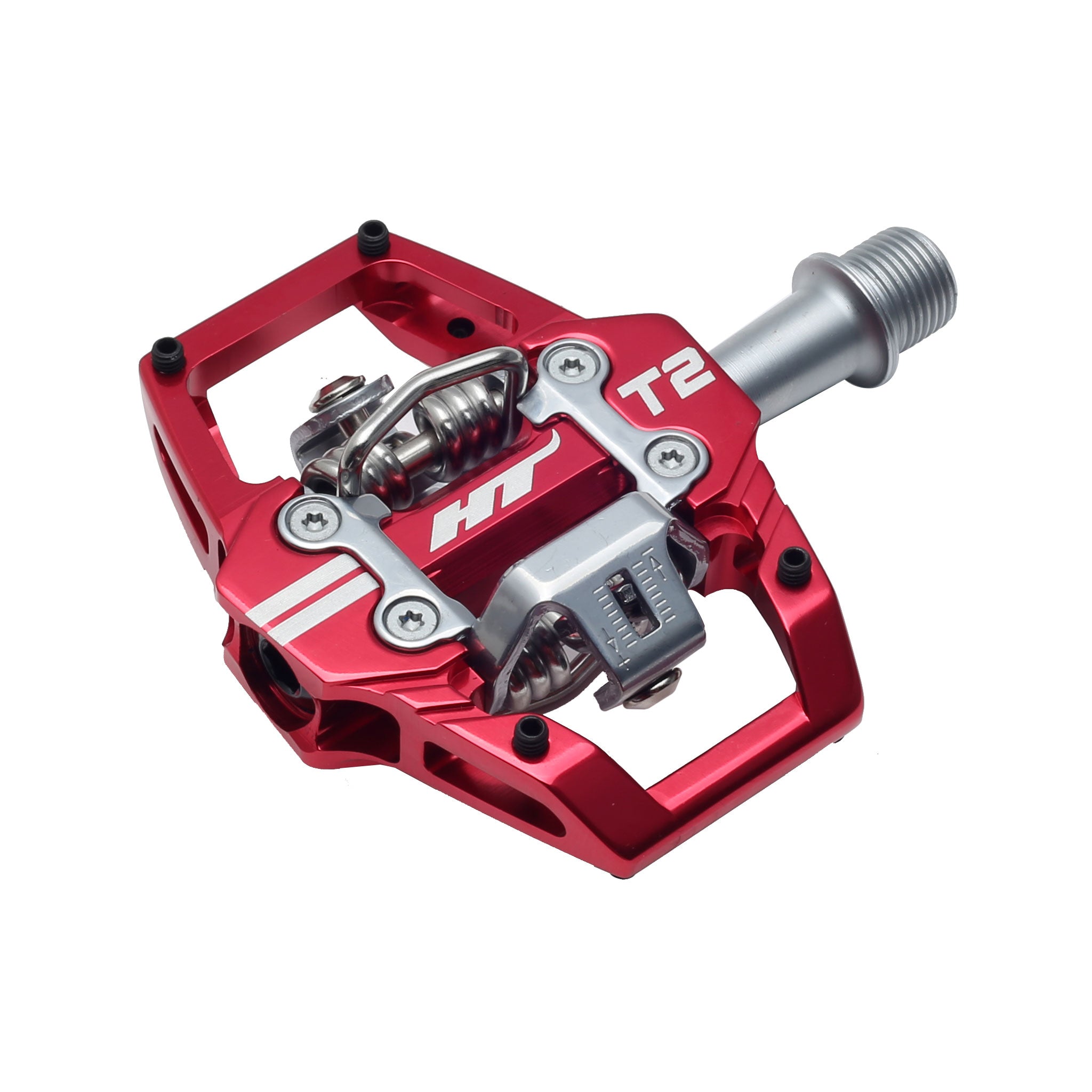 HT Pedals T2 Clipless Platform Pedals, CrMo - Red-0
