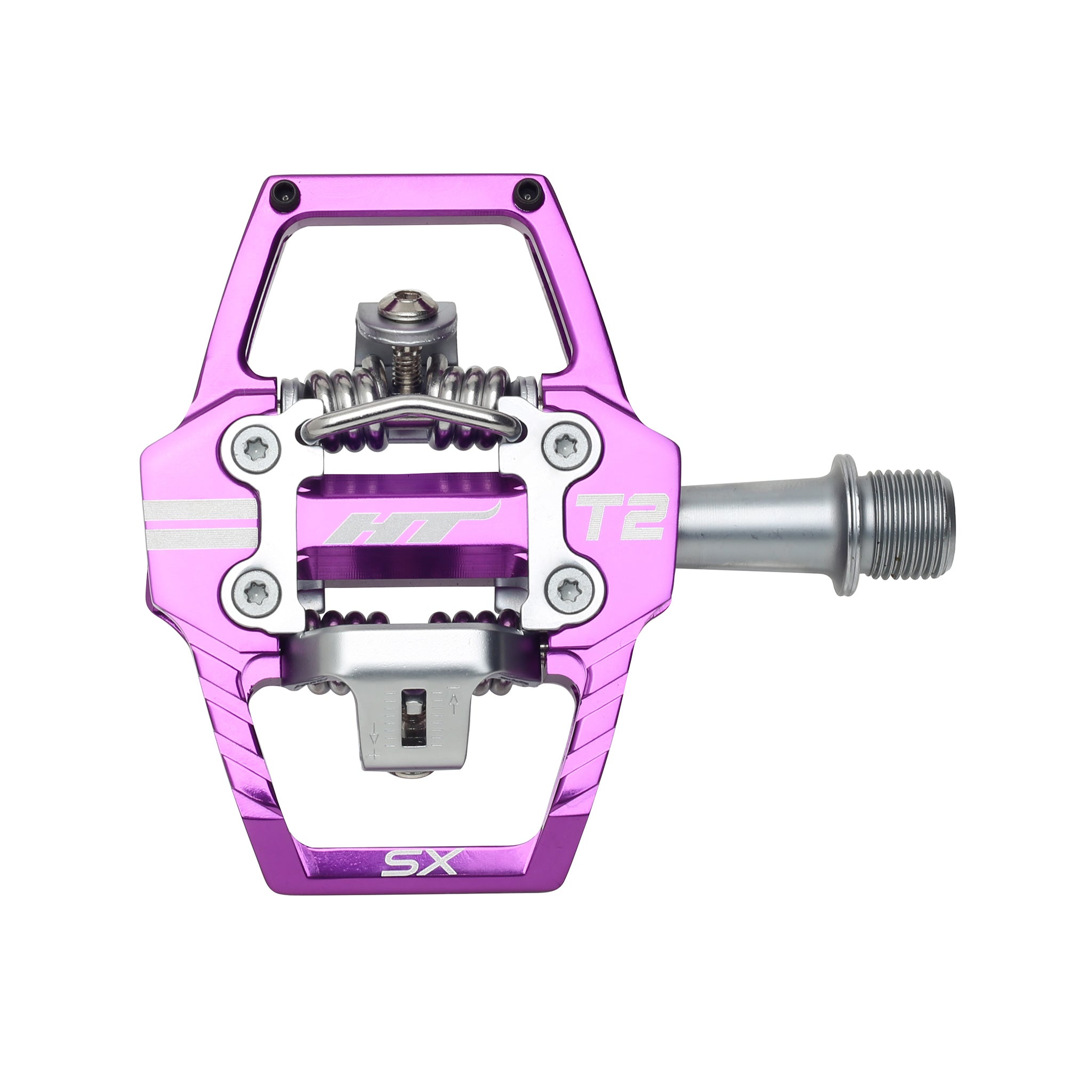 HT Pedals T2-SX Clipless Platform Pedals, CrMo - Purple-0