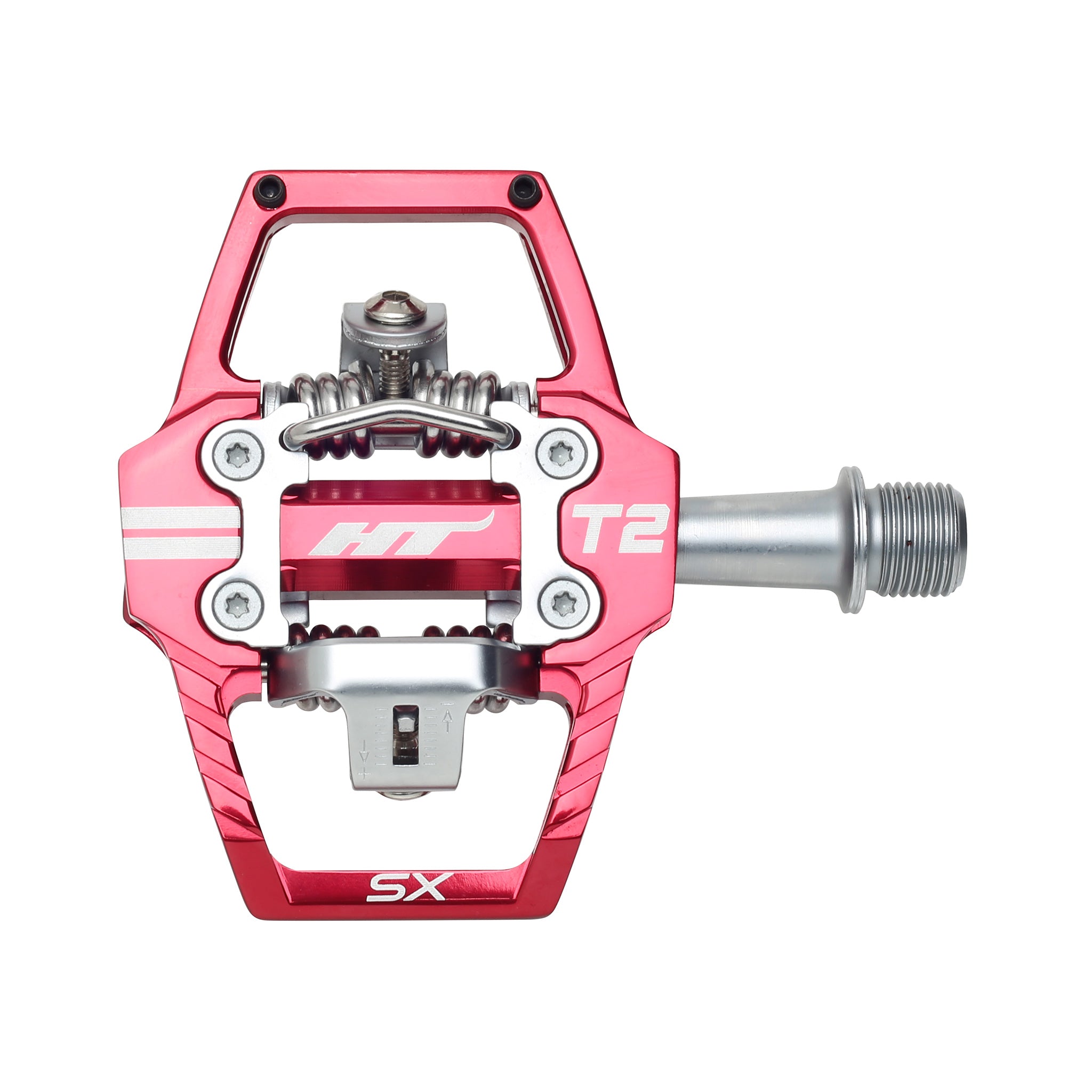 HT Pedals T2-SX Clipless Platform Pedals, CrMo - Red-0