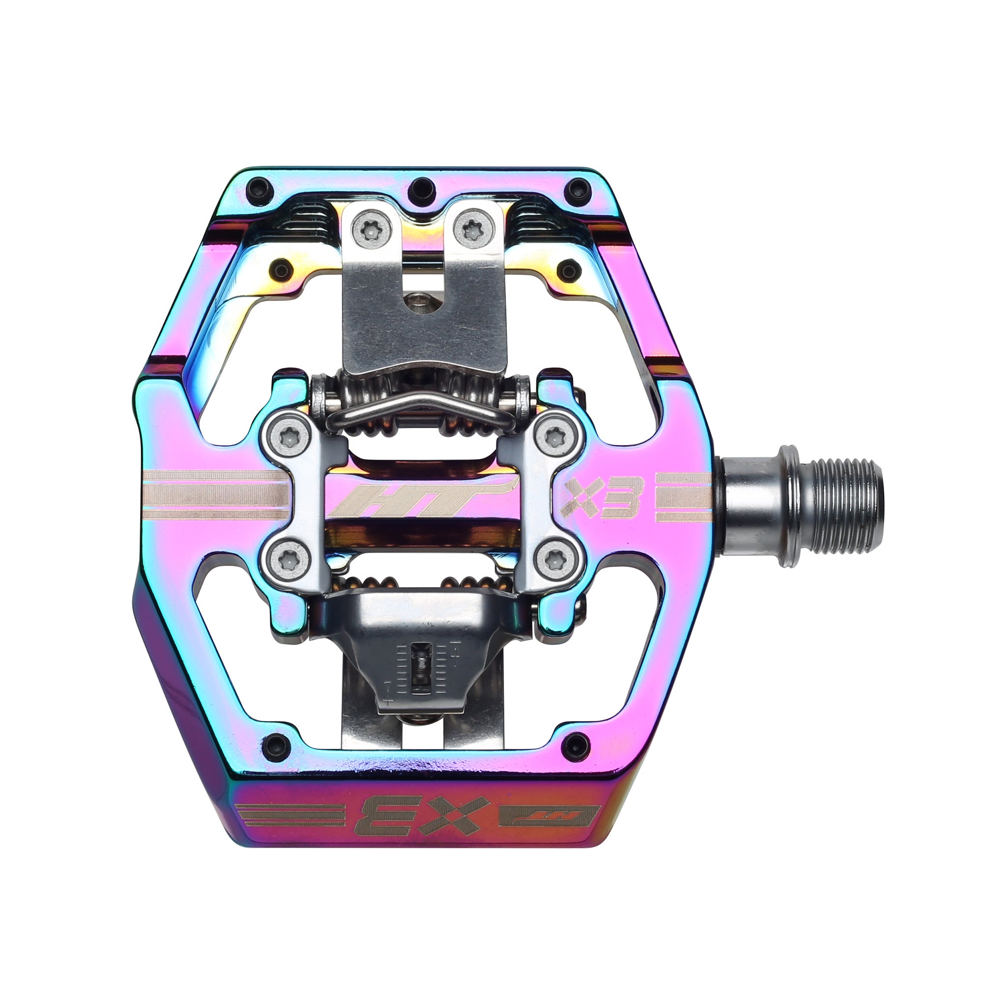 HT Pedals X3 Clipless Platform Pedals, CrMo - Oil Slick-0