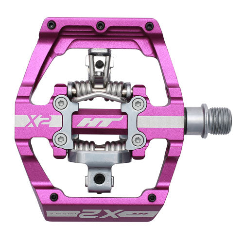 HT Pedals X2 Clipless Platform Pedals, CrMo - Purple-0