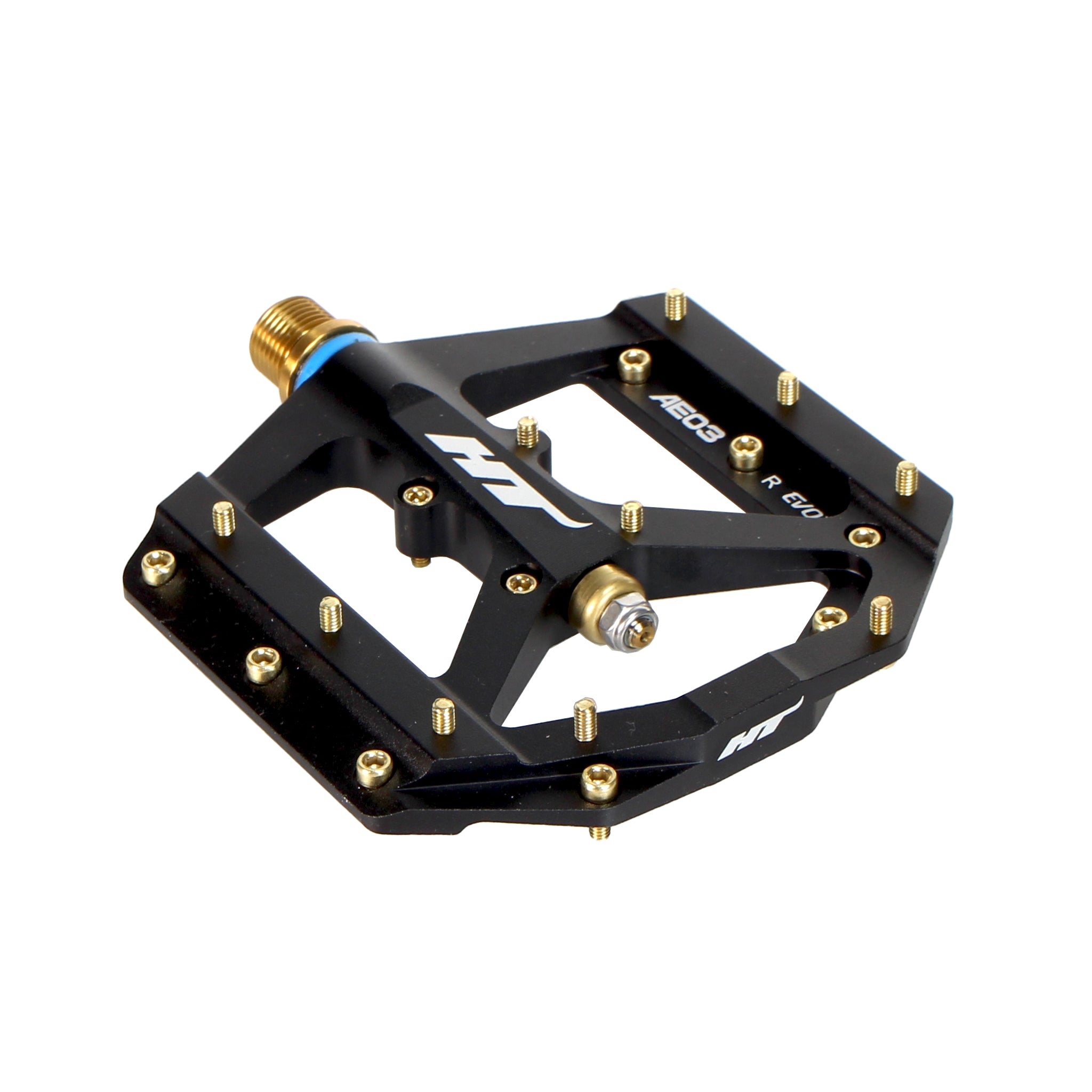 HT Pedals AE03T Evo+ Platform Pedals, Ti - Black/Gold-0