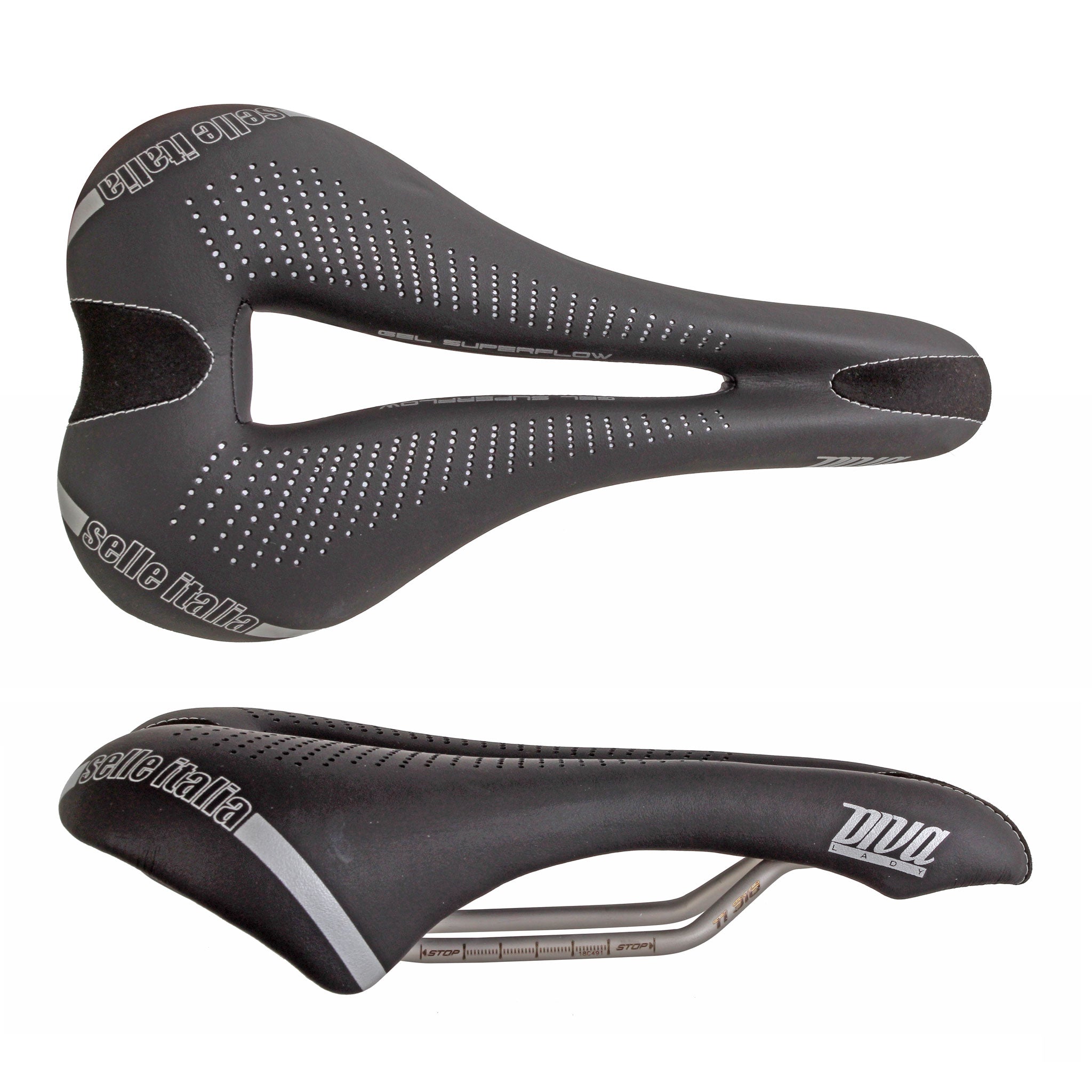 Selle Italia Diva Gel Flow Saddle L , L3, Ti 316 Rail - Black-0