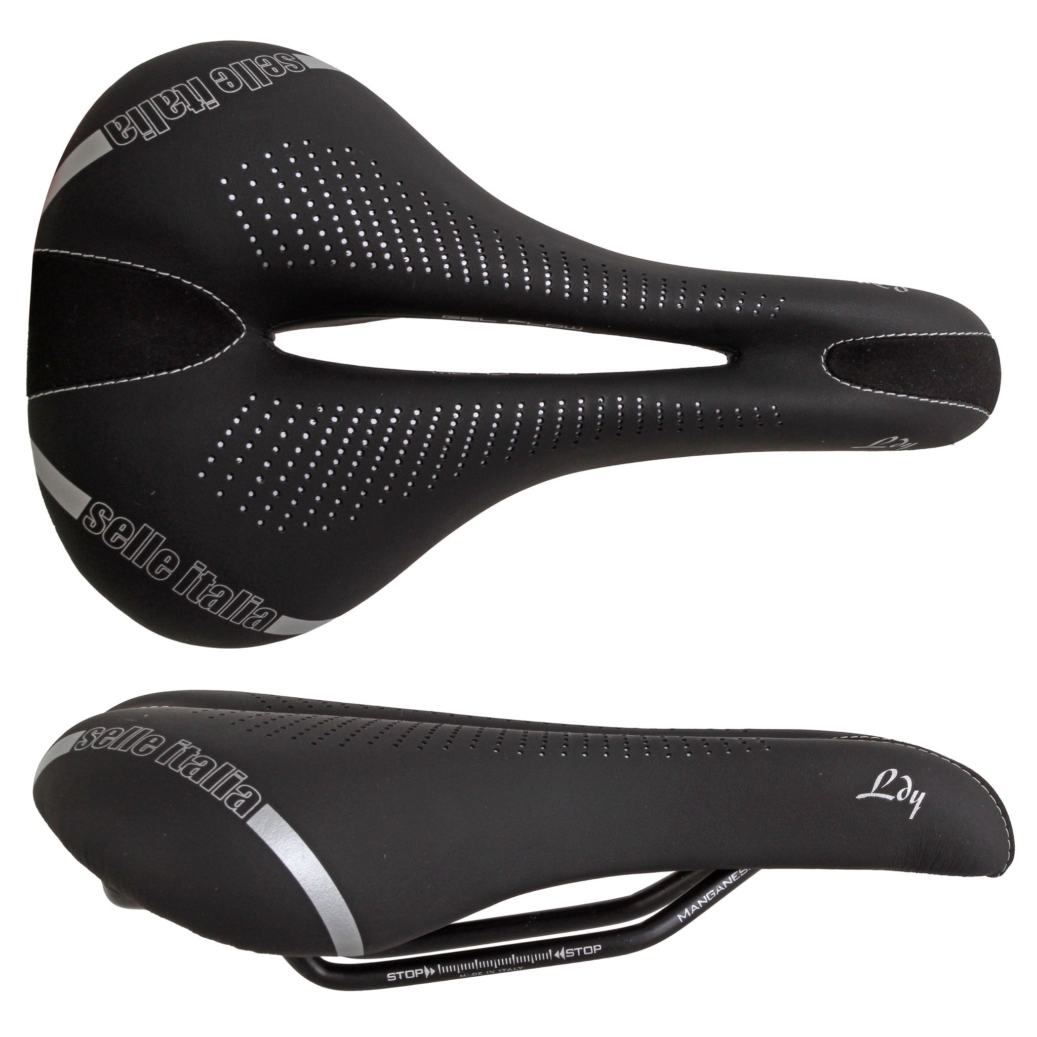 Selle Italia Lady Gel Flow Saddle L, L2, Manganese Rail - Black-0