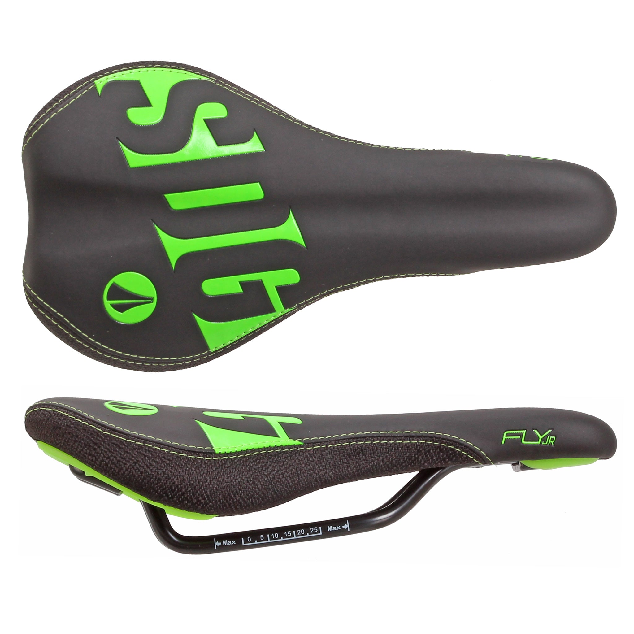SDG Fly Jr Saddle, Steel Rails - Blk/Green-0