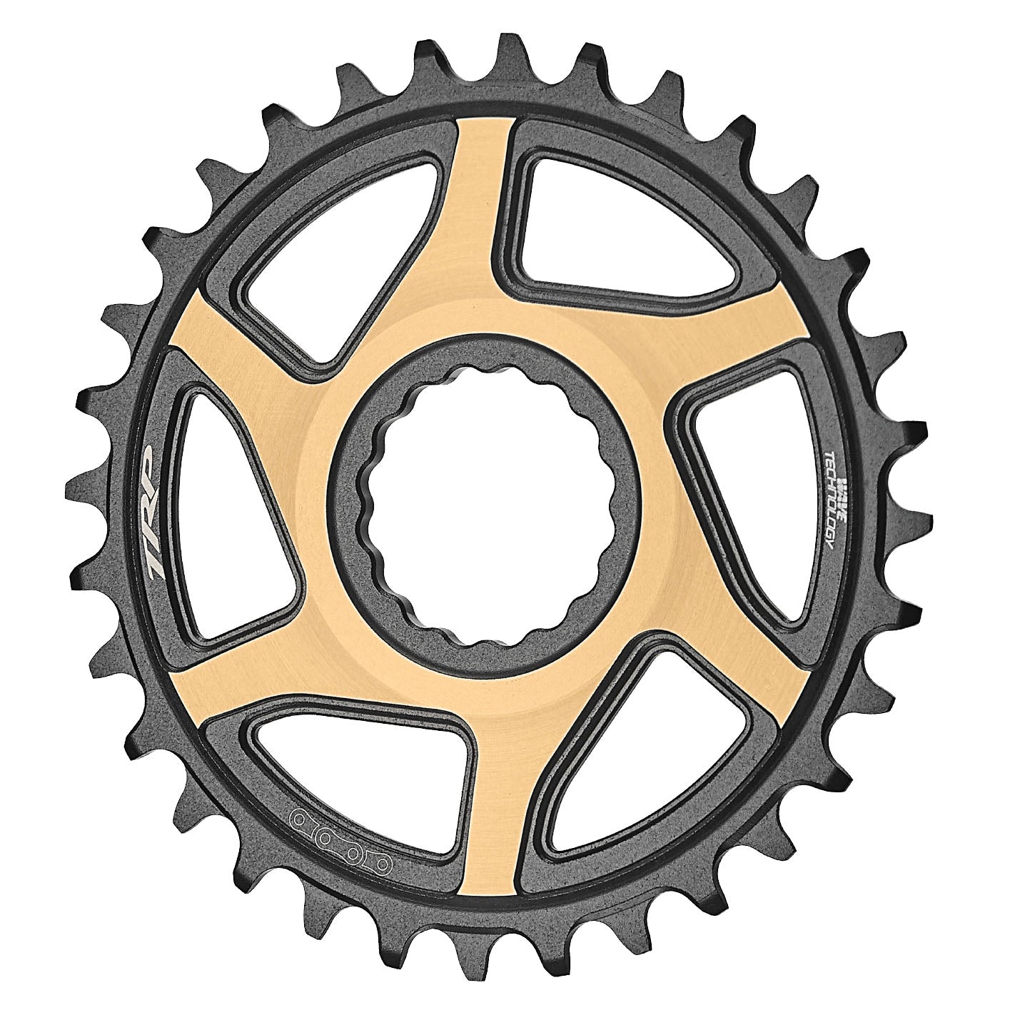 TRP Boost 3mm Offset Chainring, 32T - Black/Gold-0