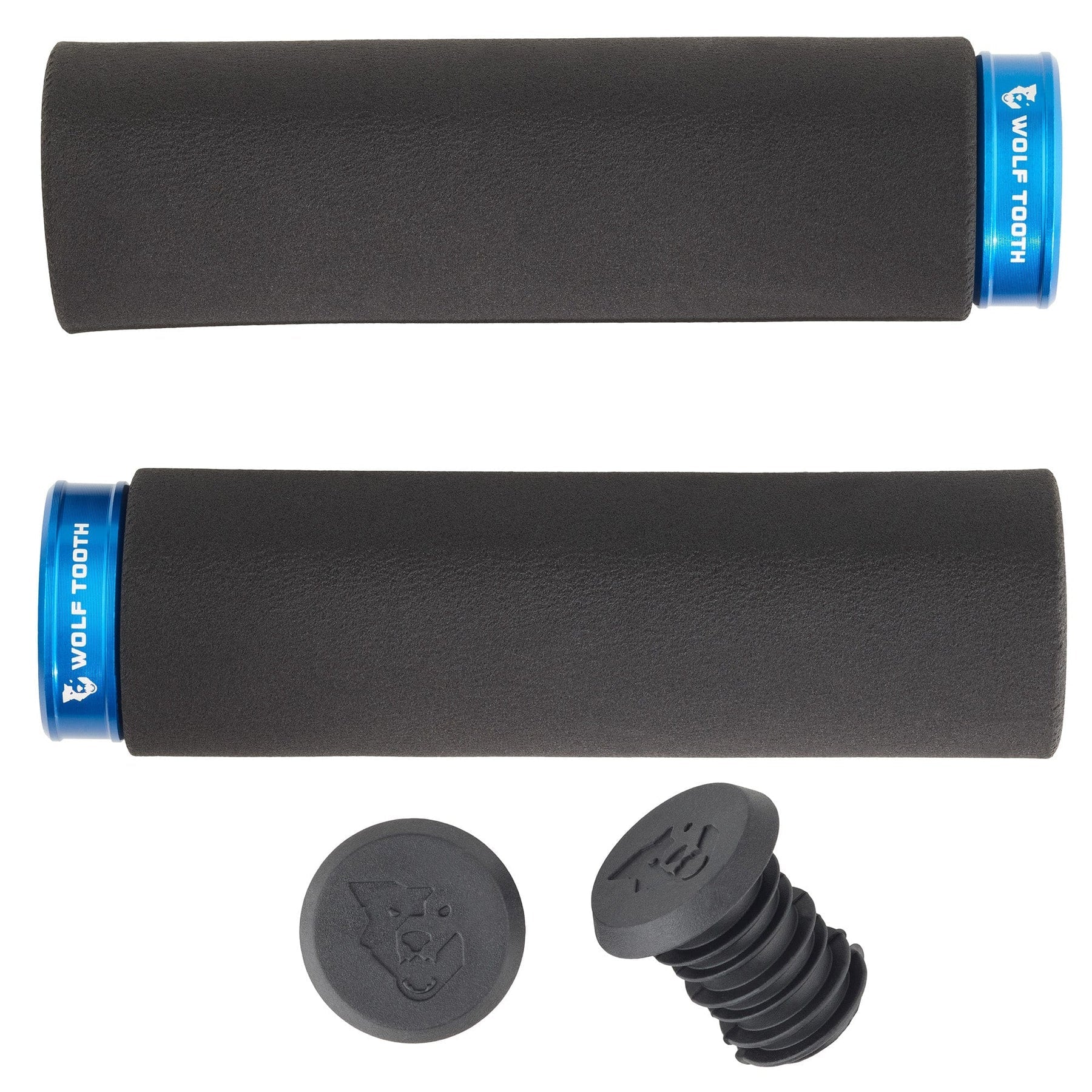 Wolf Tooth Components Lock-On Fat Paw Grip Set, Black/Blue-0