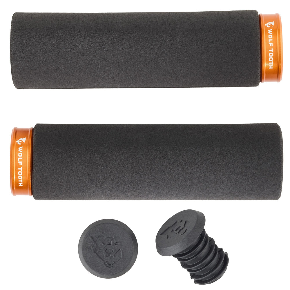 Wolf Tooth Components Lock-On Fat Paw Grip Set, Black/Orange-0