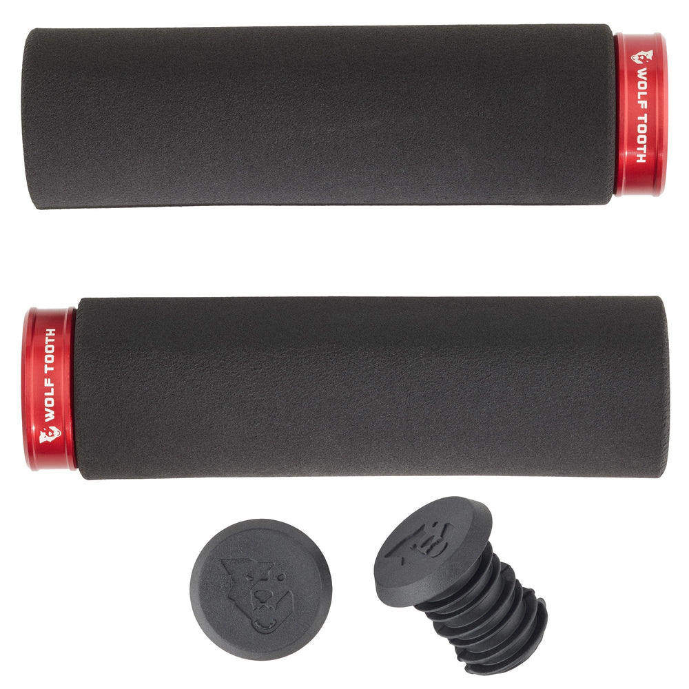 Wolf Tooth Components Lock-On Fat Paw Grip Set, Black/Red-0