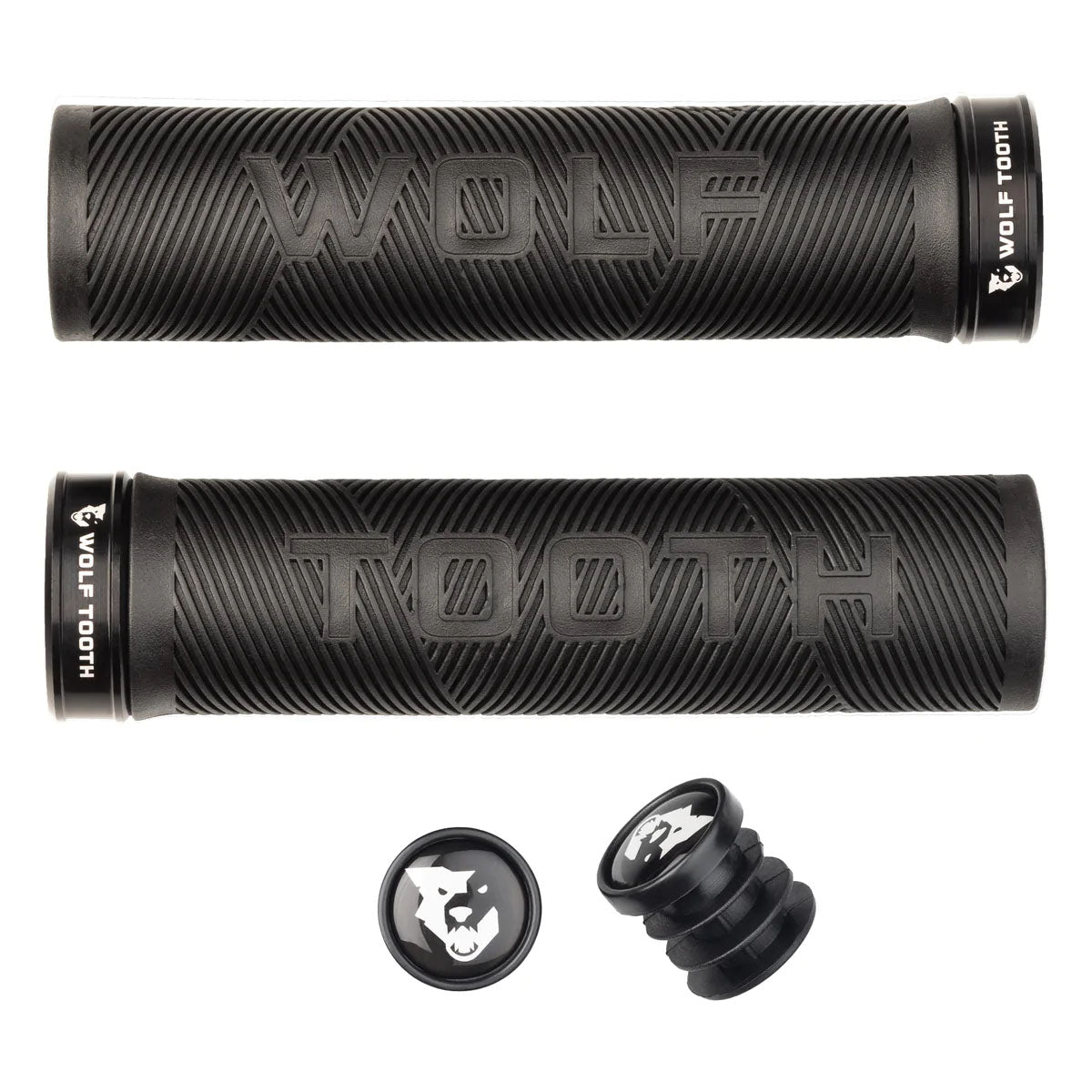 Wolf Tooth Components Echo Lock-On Grip Set, Black/Black-0