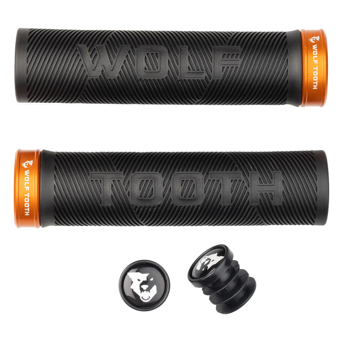 Wolf Tooth Components Echo Lock-On Grip Set, Black/Orange-0