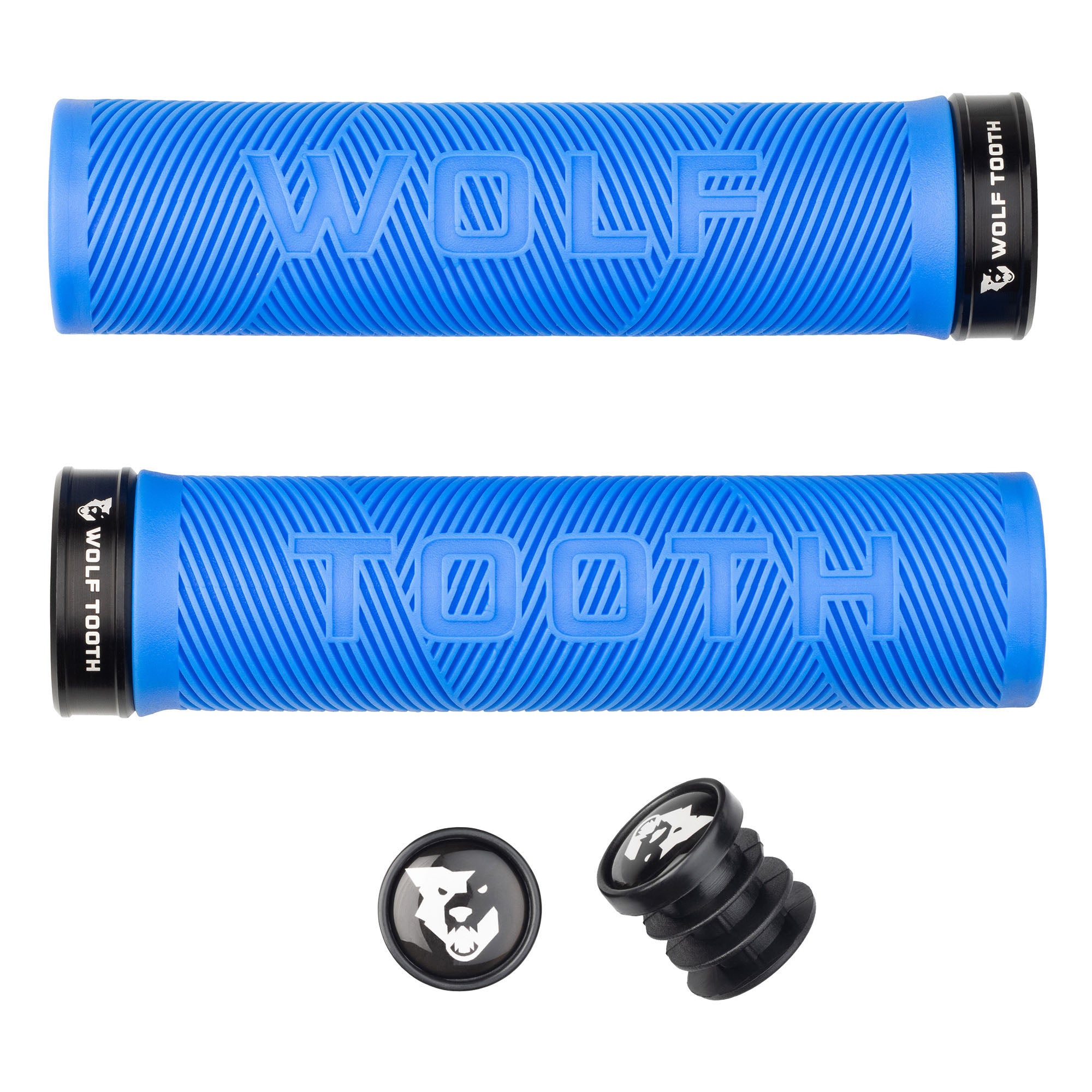 Wolf Tooth Components Echo Lock-On Grip Set, Blue/Black-0