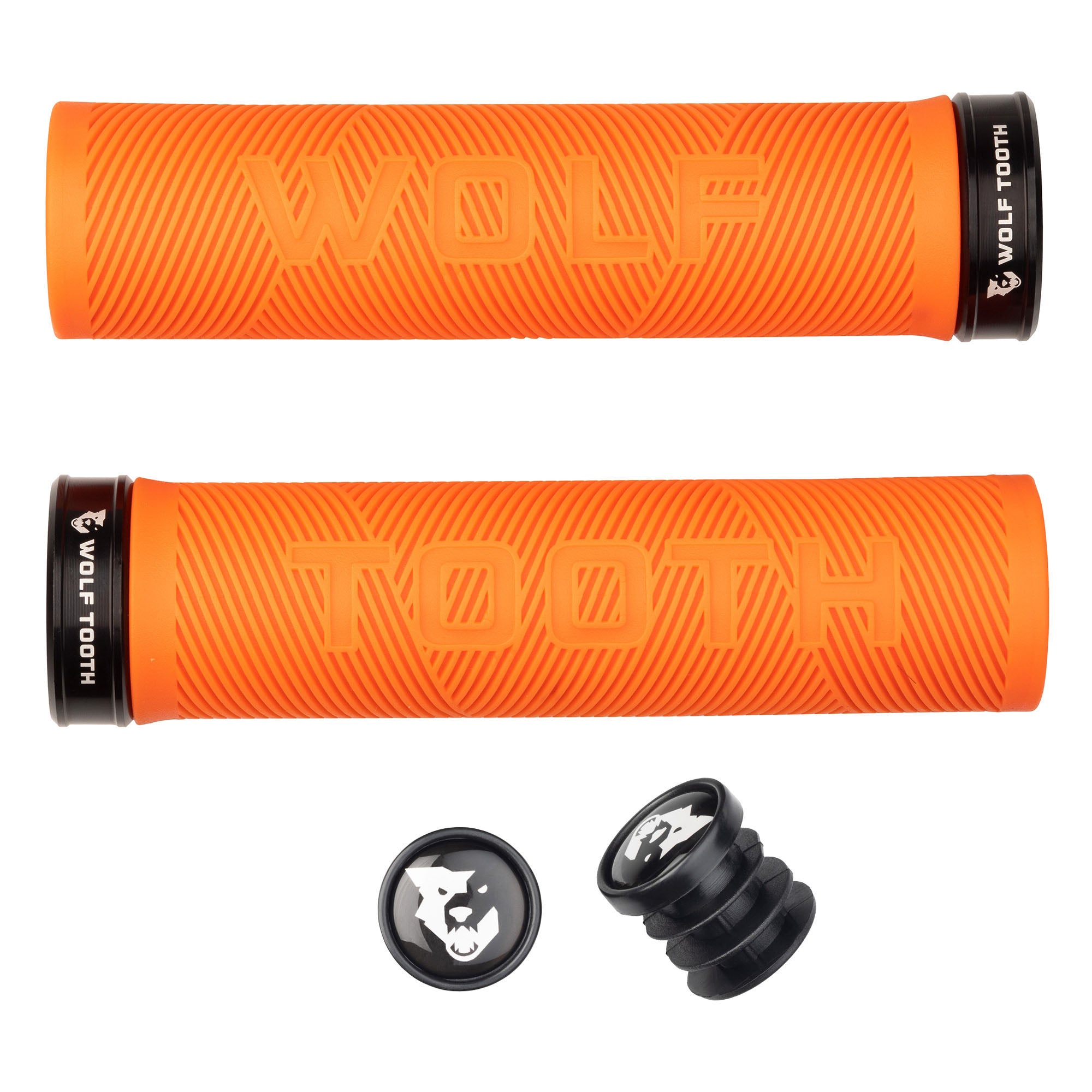 Wolf Tooth Components Echo Lock-On Grip Set, Orange/Black-0