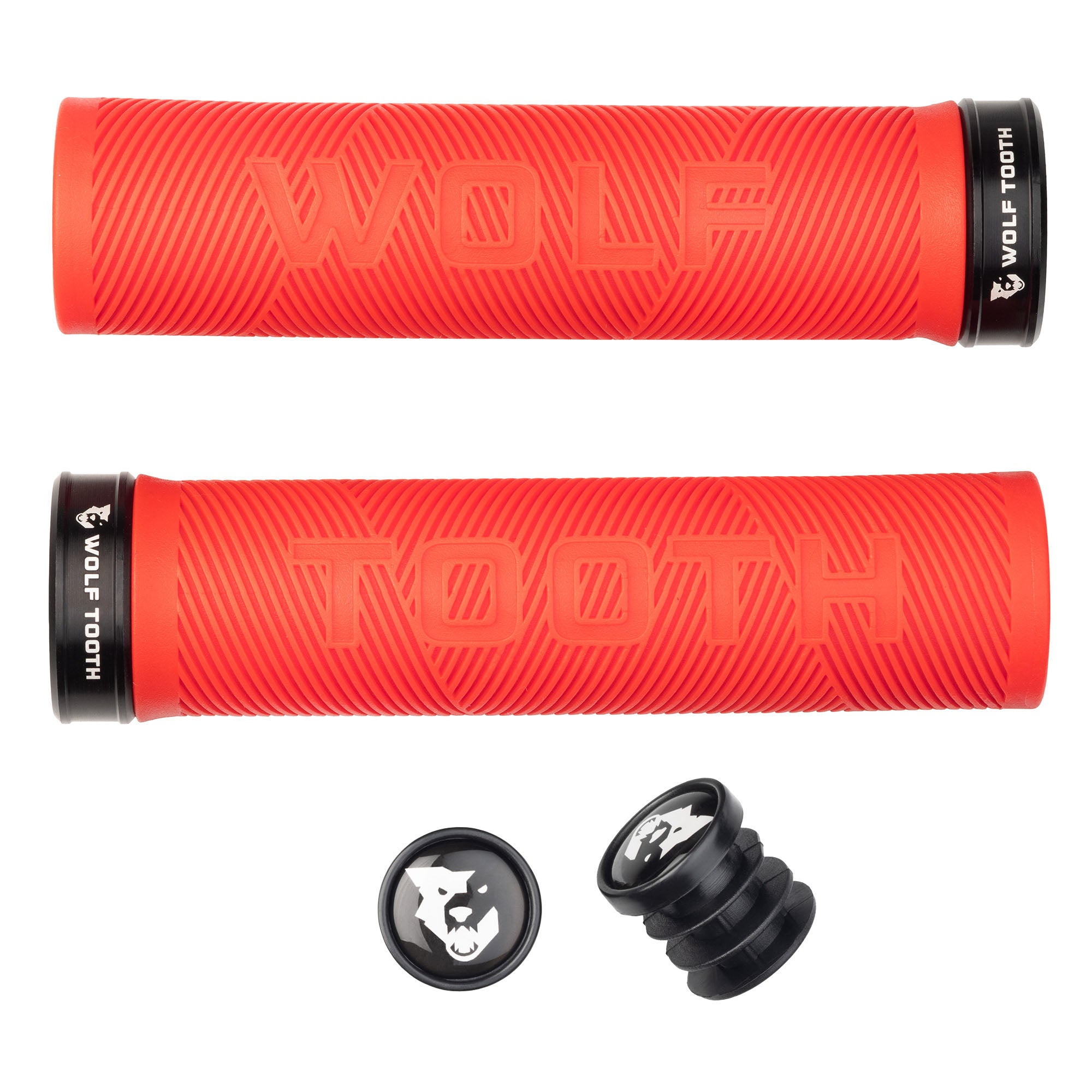 Wolf Tooth Components Echo Lock-On Grip Set, Red/Black-0