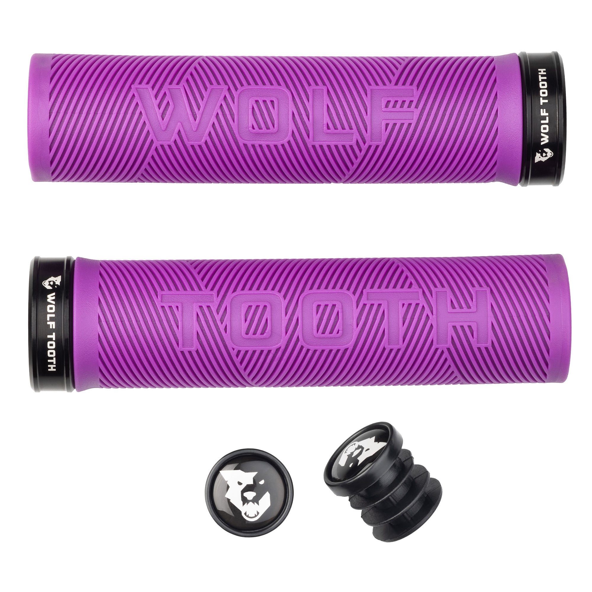 Wolf Tooth Components Echo Lock-On Grip Set, Purple/Black-0