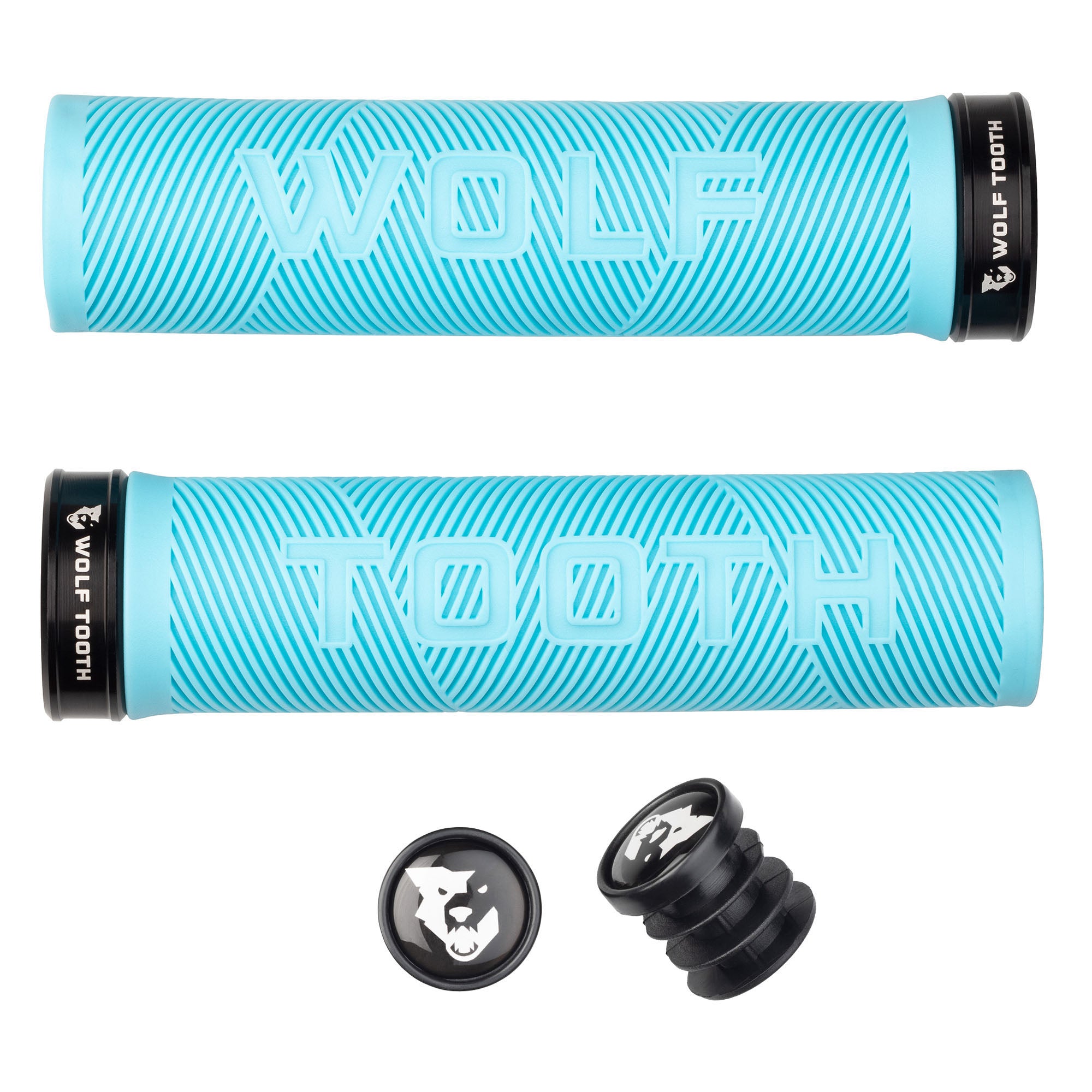 Wolf Tooth Components Echo Lock-On Grip Set, Teal/Black-0