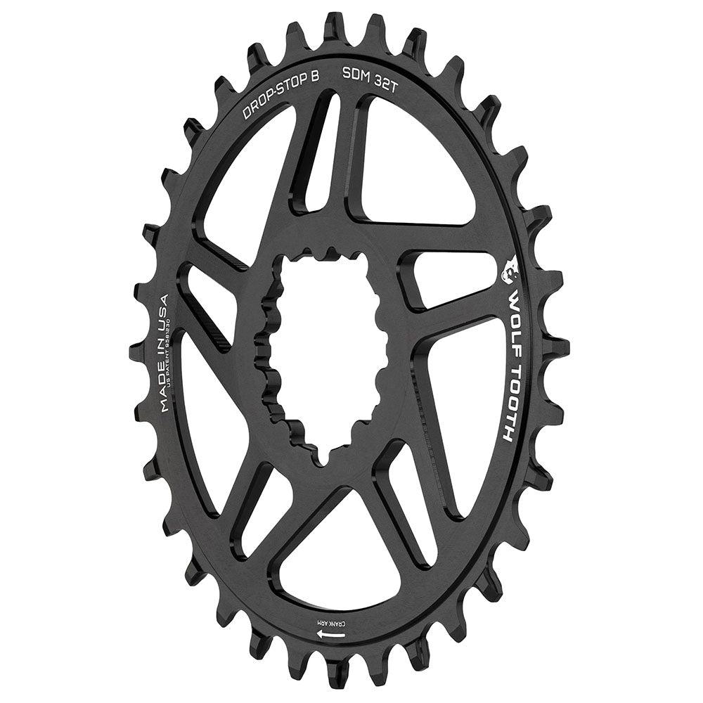 Wolf Tooth Components 0-Offset 3-Bolt Chainring (DropStop-B), 34T, Black-0