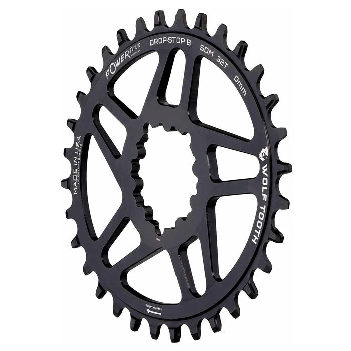 Wolf Tooth Components 0-Offset 3-Bolt Oval Chainring (DropStop-B), 32T, Blac-0
