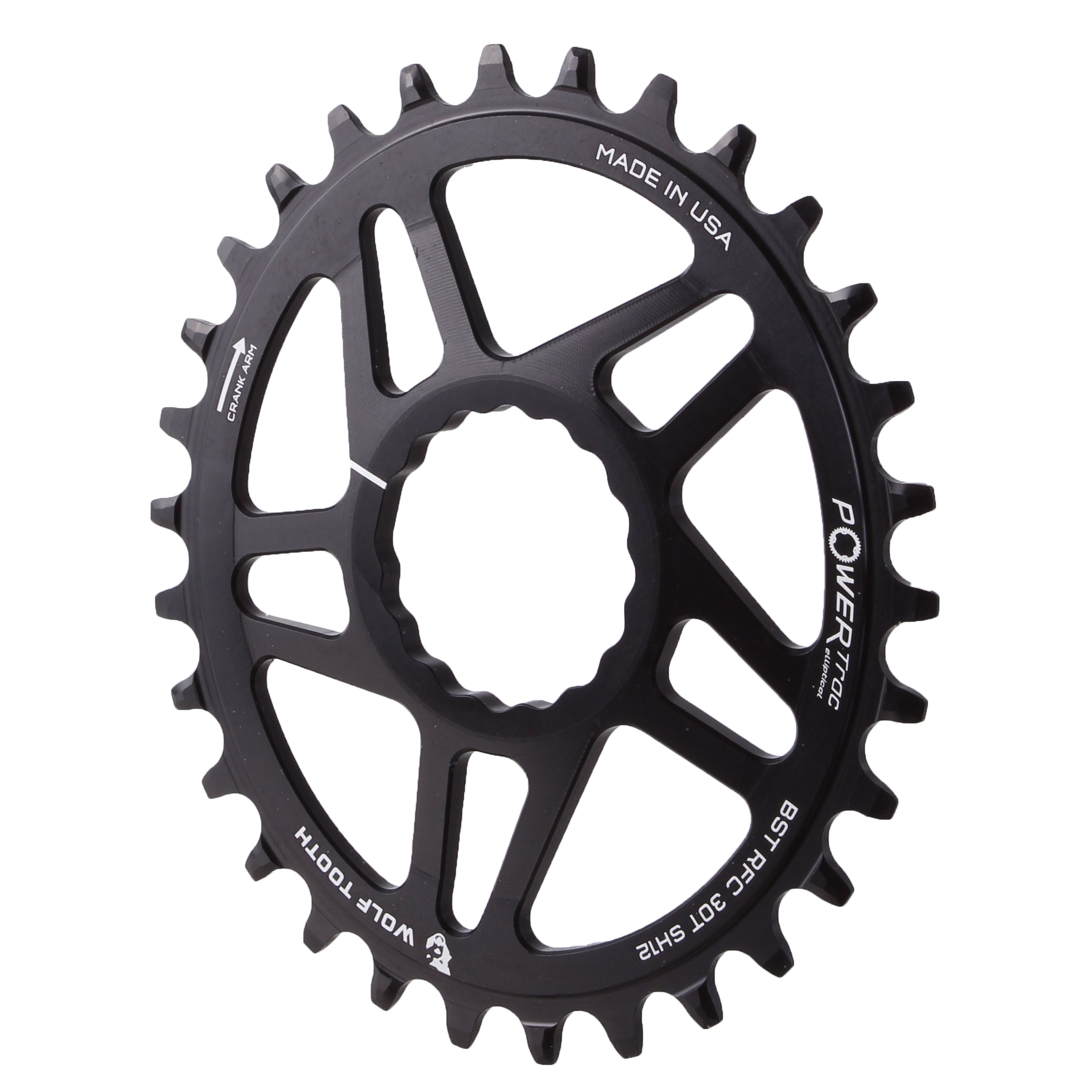 Wolf Tooth Components Elliptical Cinch Boost Chainring (HG+), 30T, Black-0