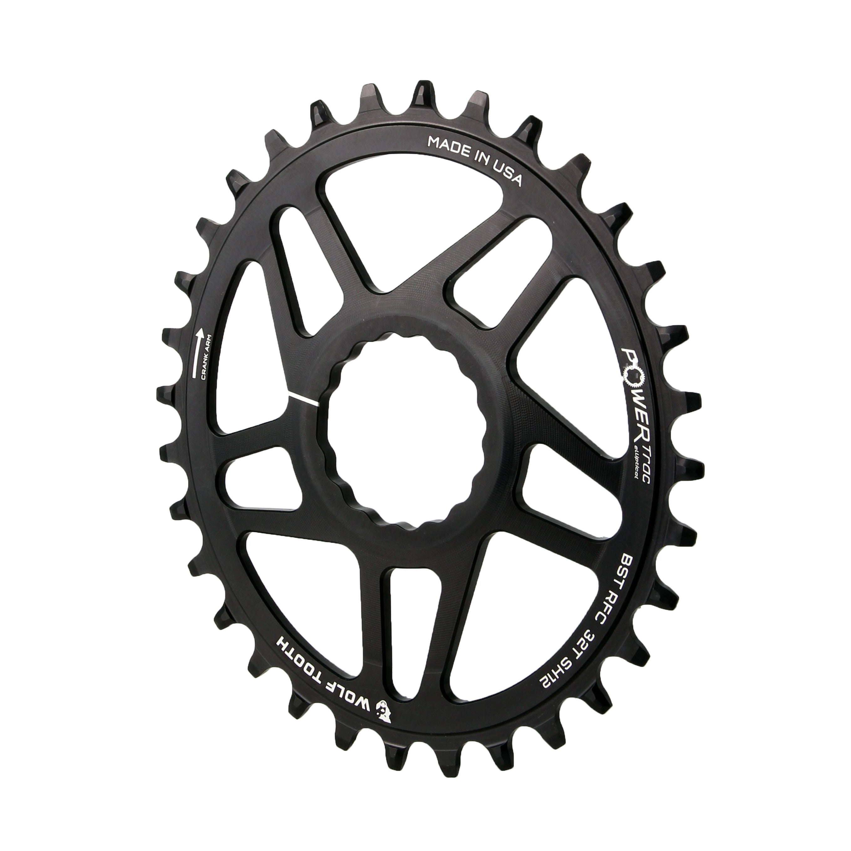 Wolf Tooth Components Elliptical Cinch Boost Chainring (HG+), 32T, Black-0