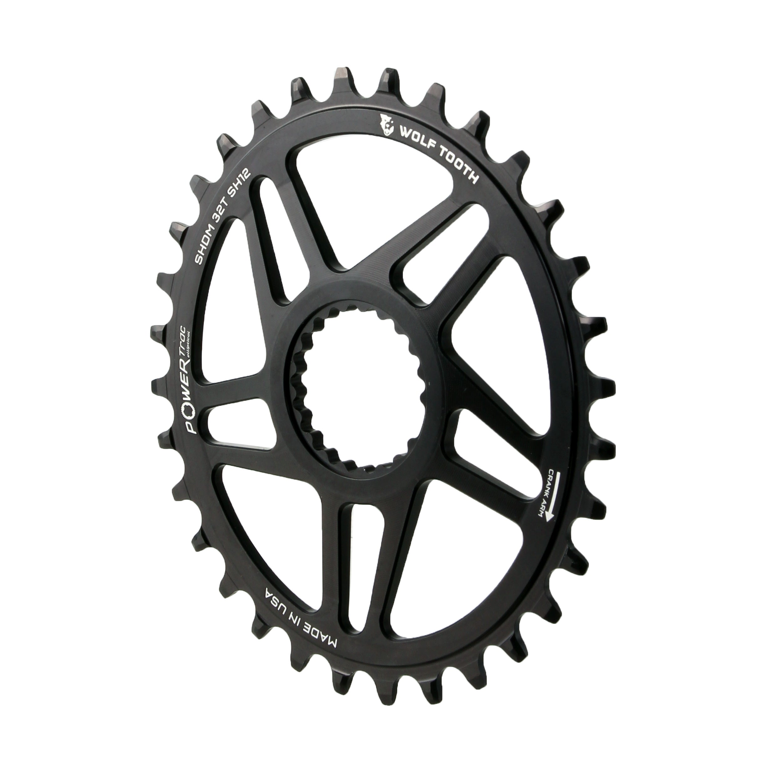 Wolf Tooth Components Elliptical Shimano DM Boost Chainring (HG+), 32T, Blk-0