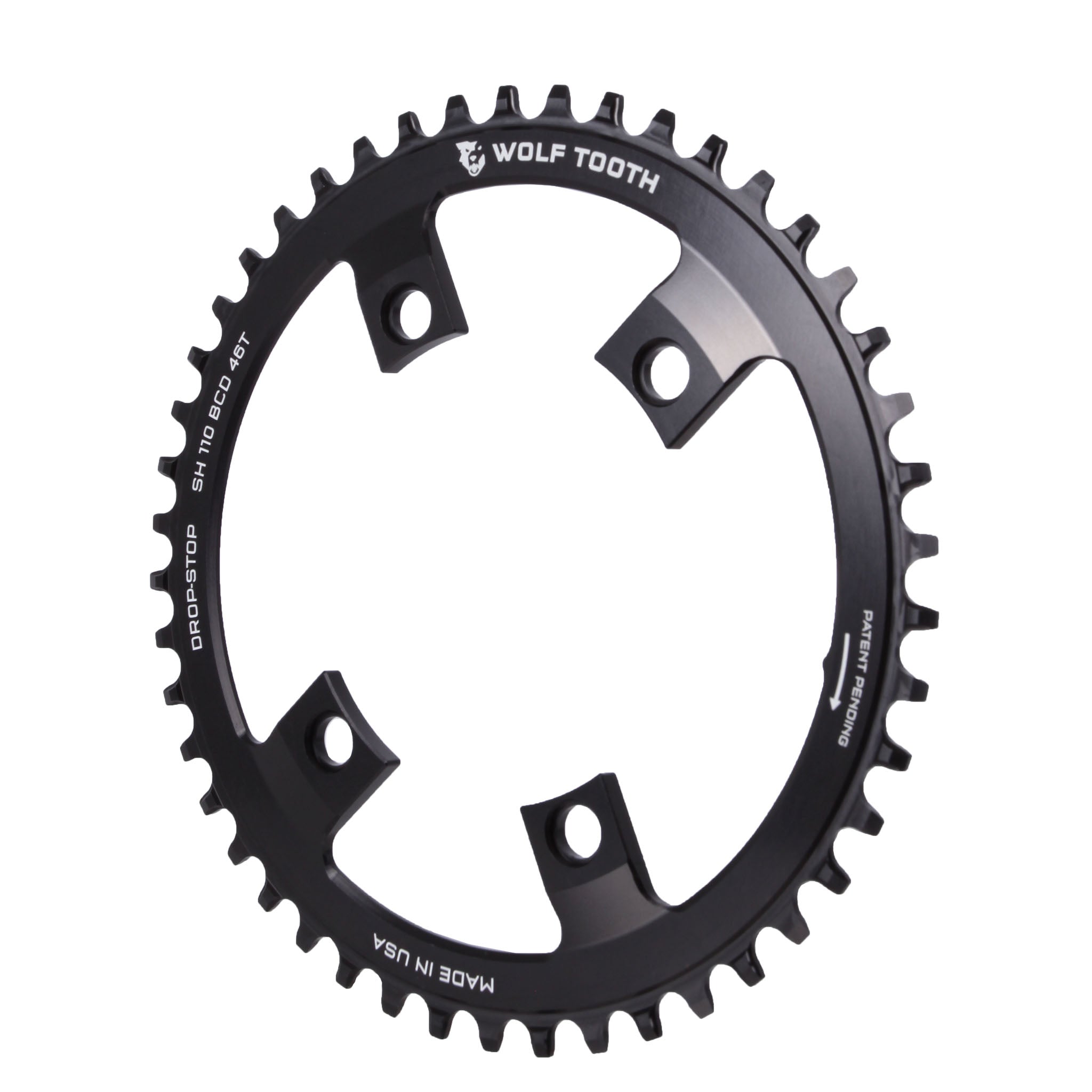 Wolf Tooth Components Road/CX/Gravel Chainring, 110BCD (4-Bolt) 46T, Black-0