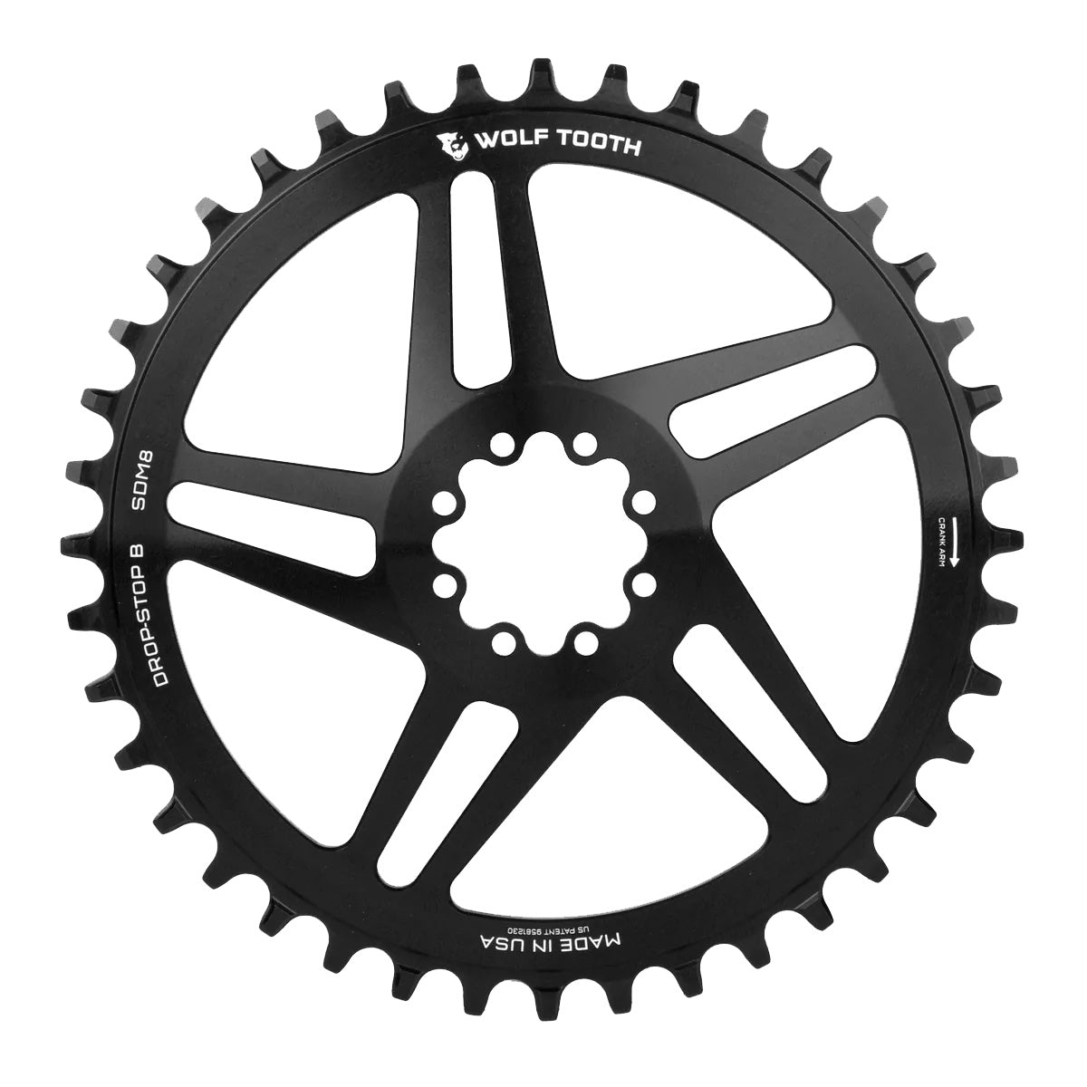Wolf Tooth Components 8-Bolt Road/Gravel Chainring (Flat Top), 38T, Blk-0