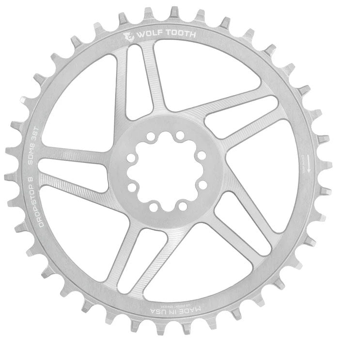 Wolf Tooth Components 8-Bolt Road/Gravel Chainring (Flat Top), 38T, Silver-0