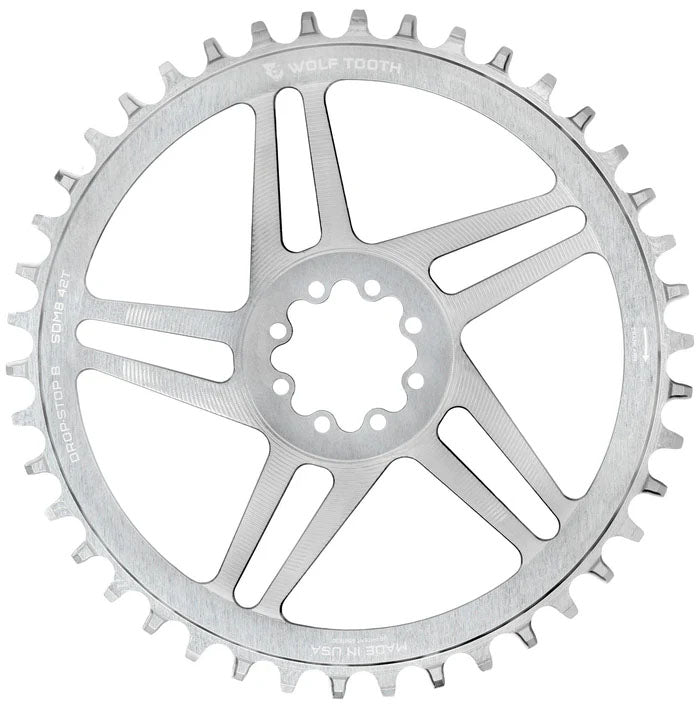 Wolf Tooth Components 8-Bolt Road/Gravel Chainring (Flat Top), 42T, Silver-0