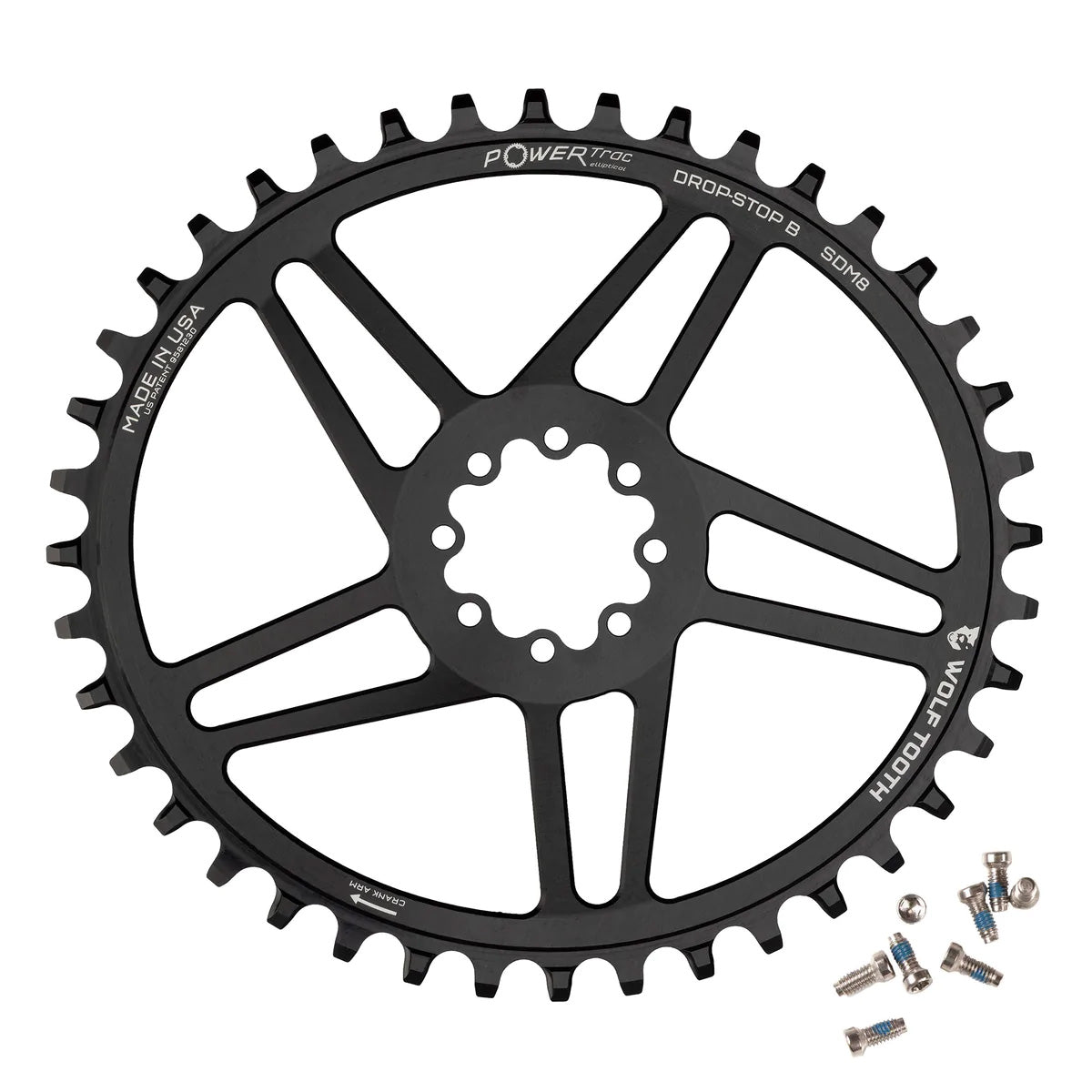 Wolf Tooth Components Ellipticall 8-Bolt Chainring (Flat Top), 38T, Black-0